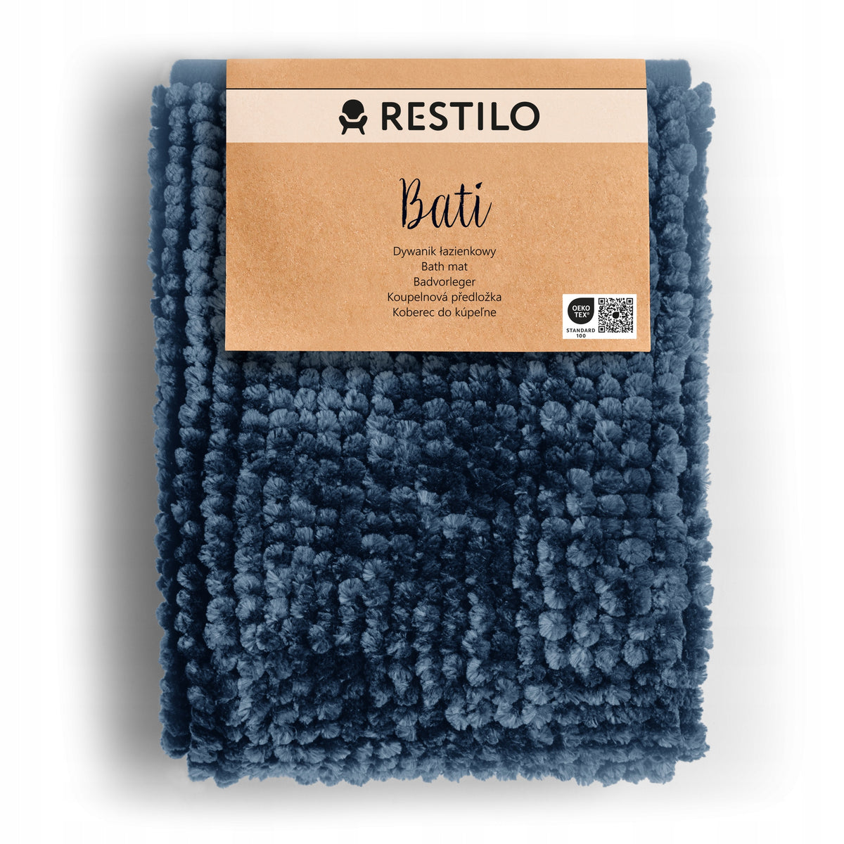 RESTILO Bathroom Rug Non-Slip Chenille Shaggy 50X70 Navy Blue
