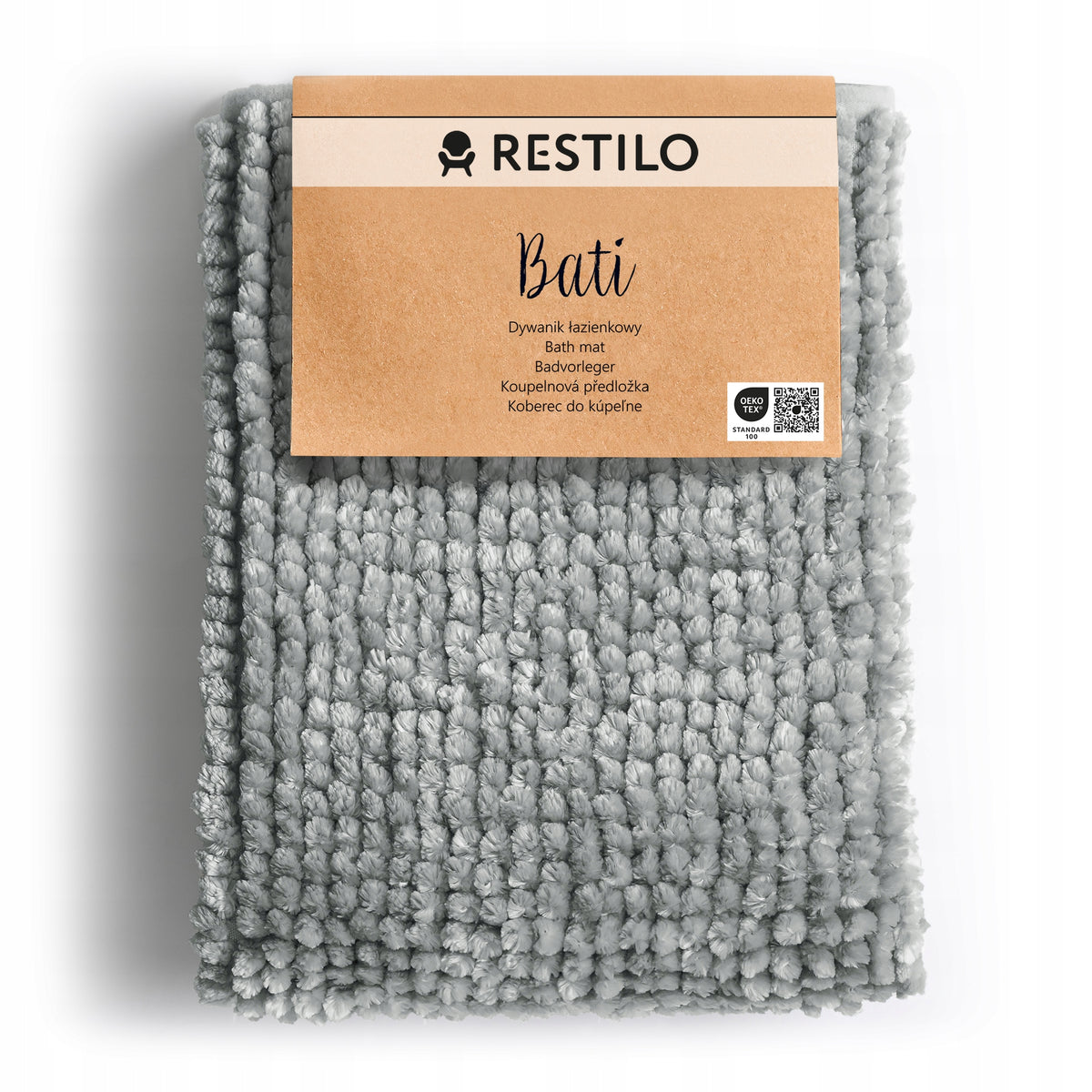 RESTILO Bathroom Rugs Non-Slip Chenille Shaggy 60X90 Grey