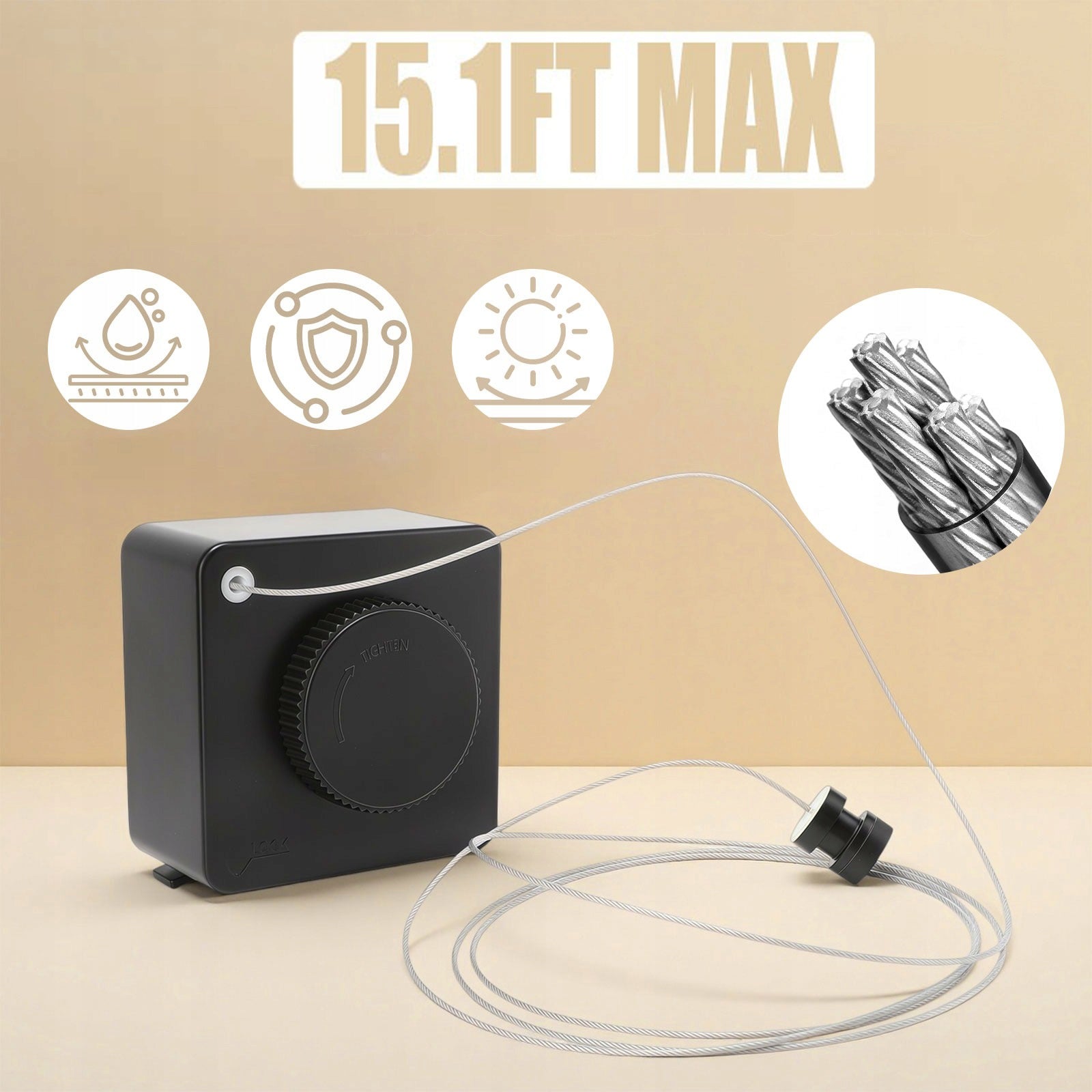RETRACTABLE LAUNDRY DRYING CORD ROLL-UP COILED CORD STRONG 4,6M Packaging status original