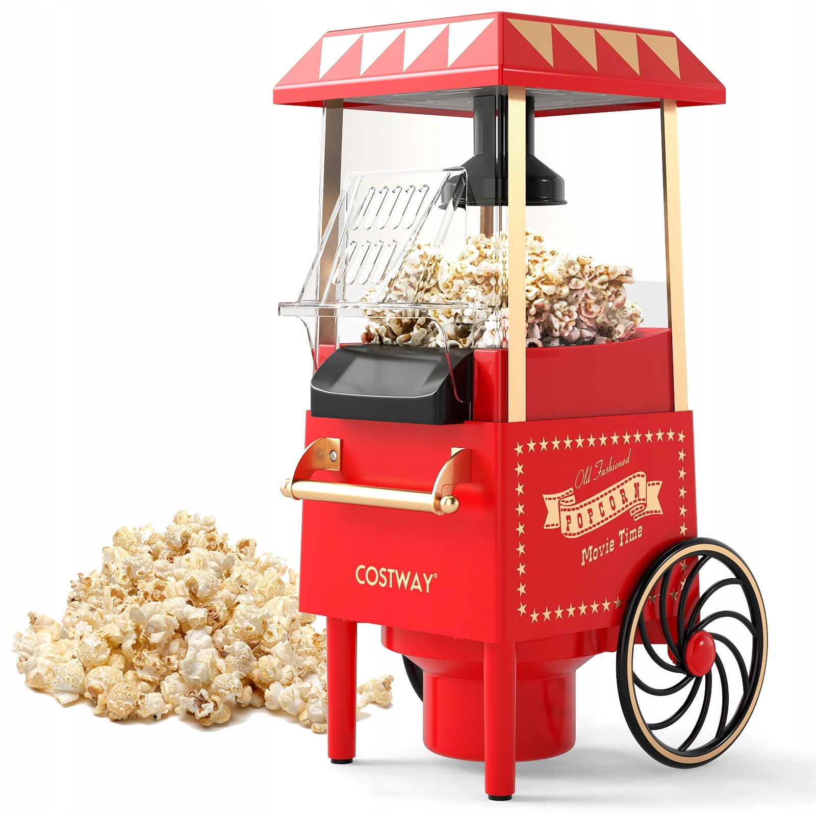 RETRO 1200W HOMEMADE POPCORN MACHINE WITHOUT HOT AIR OIL