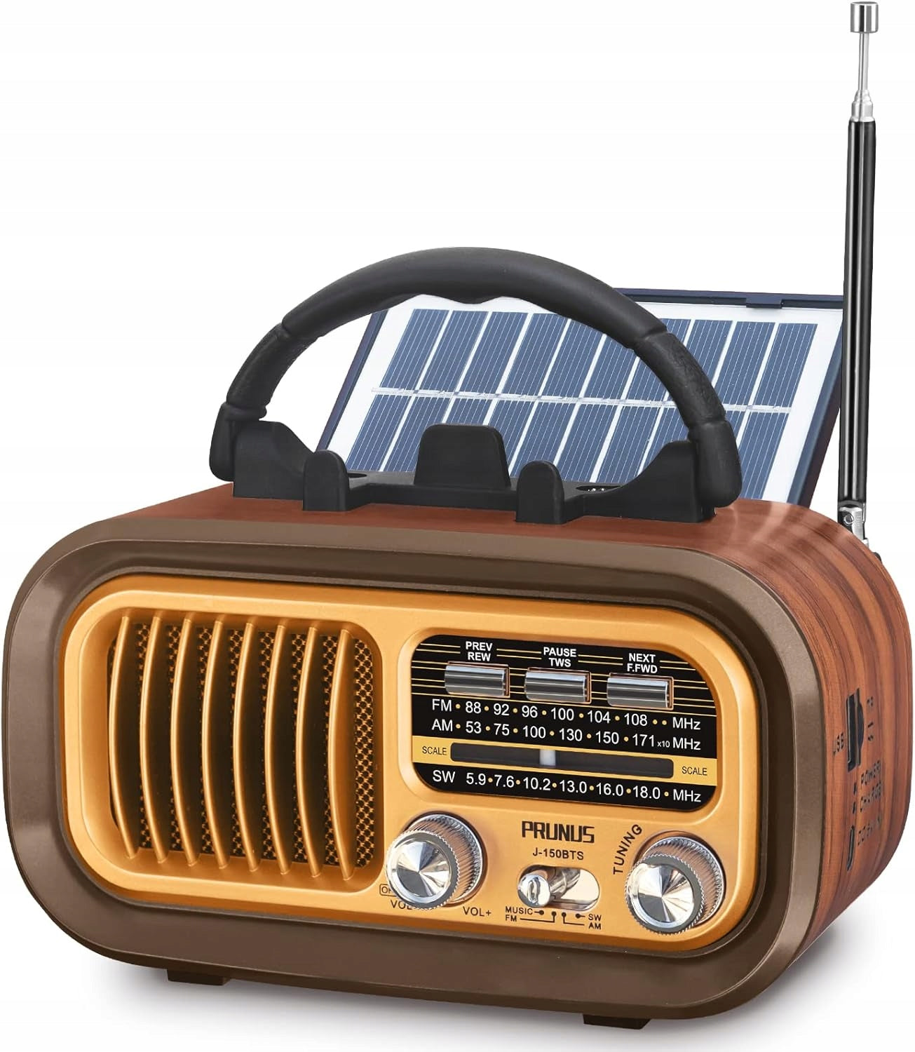 RETRO KITCHEN RADIO CLASSIC AM FM SW BLUETOOTH SD TF AUX SOLAR