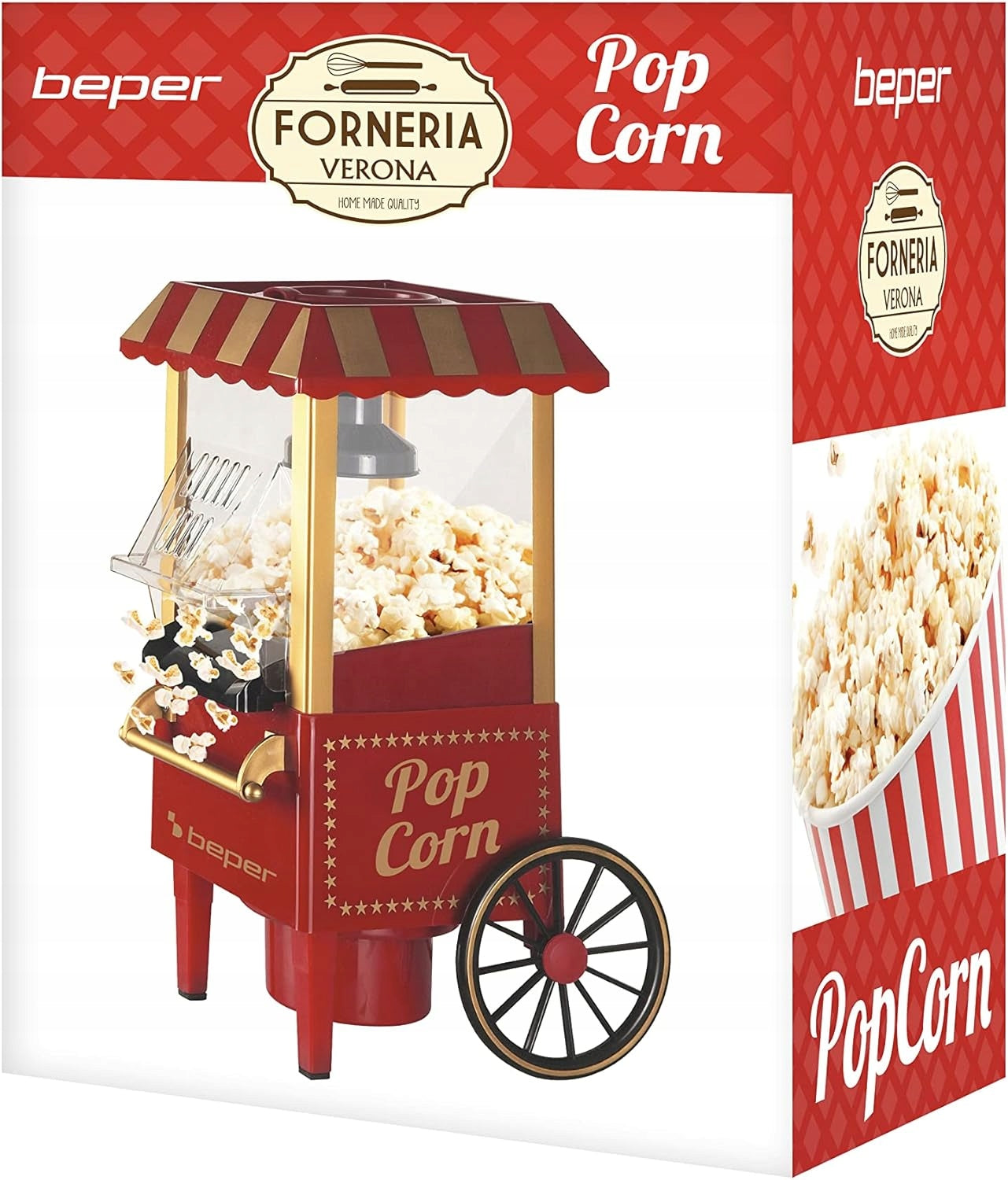RETRO POPCORN MACHINE 1200W FAT FREE HOT AIR RED Manufacturer code 5906104178759