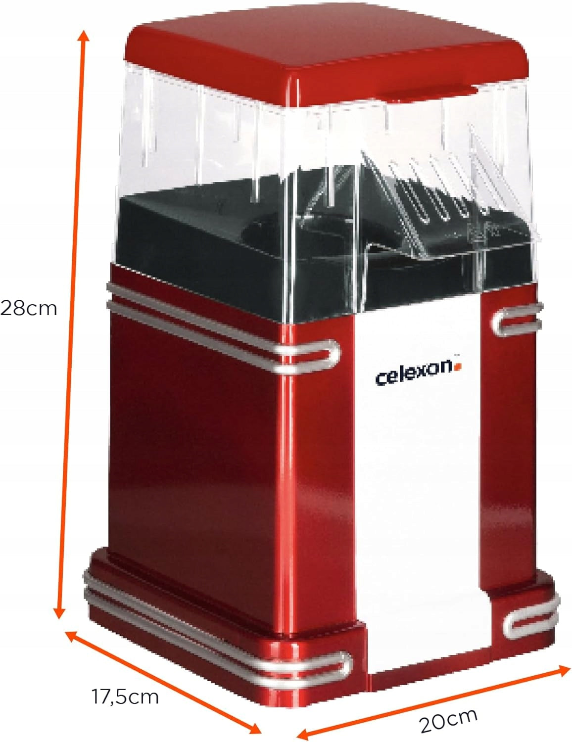 RETRO POPCORN MACHINE 1200W HOT AIR LOW FAT RED Manufacturer code 5906663199103