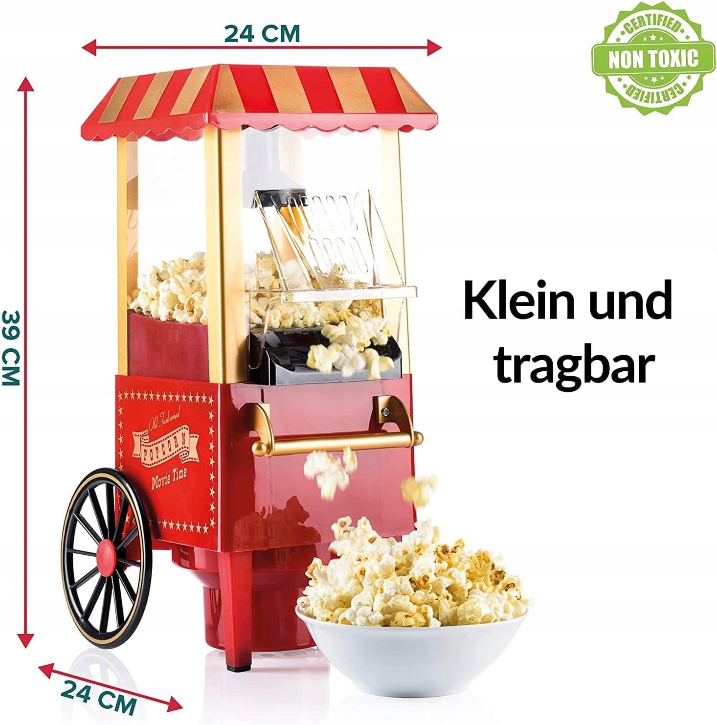 RETRO POPCORN MACHINE HOT AIR WITHOUT FAT FAST AND HEALTHY Manufacturer code 5904059192509