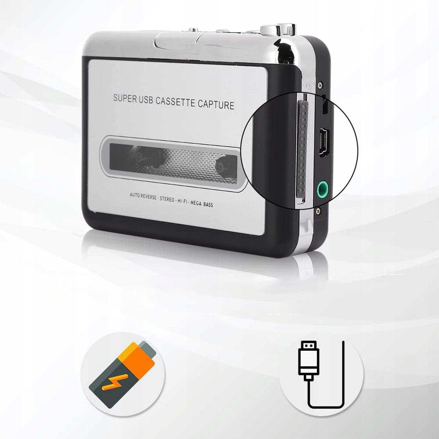 RETRO WALKMAN CASSETTE TO MP3 CONVERTER VIA USB + WIRED HEADPHONES Packaging status original