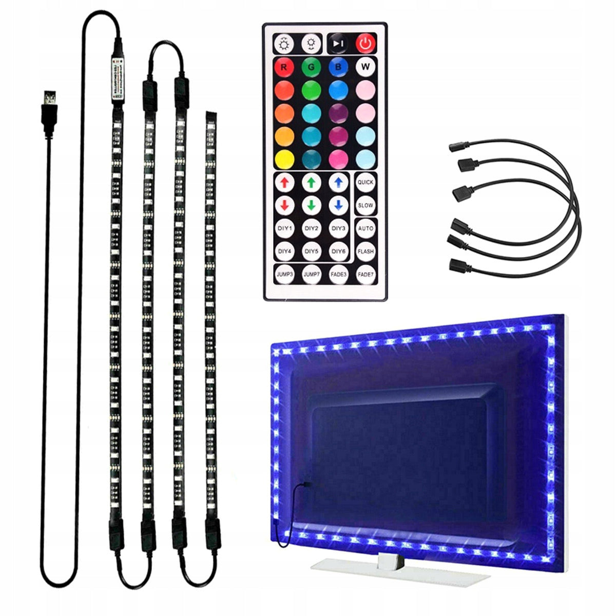 RGB LED Strip USB Remote Control Leds for TV Backlight 2M SET 4x 50CM