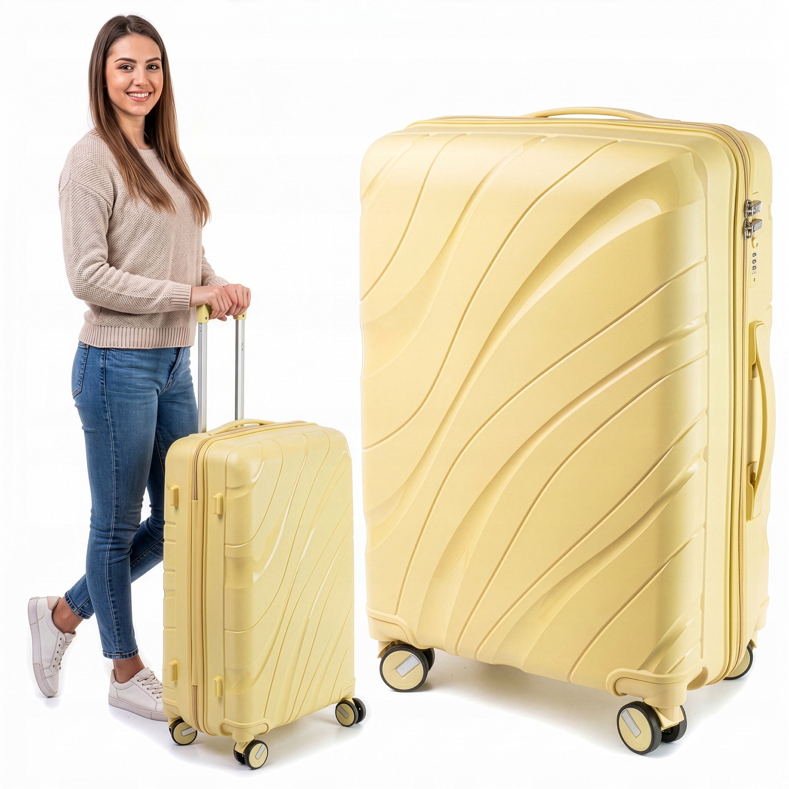 RGL LARGE TRAVEL SUITCASE PP5 XXL 4 SWIVEL CASTERS POLYPROPYLENE LUGGAGE TSA