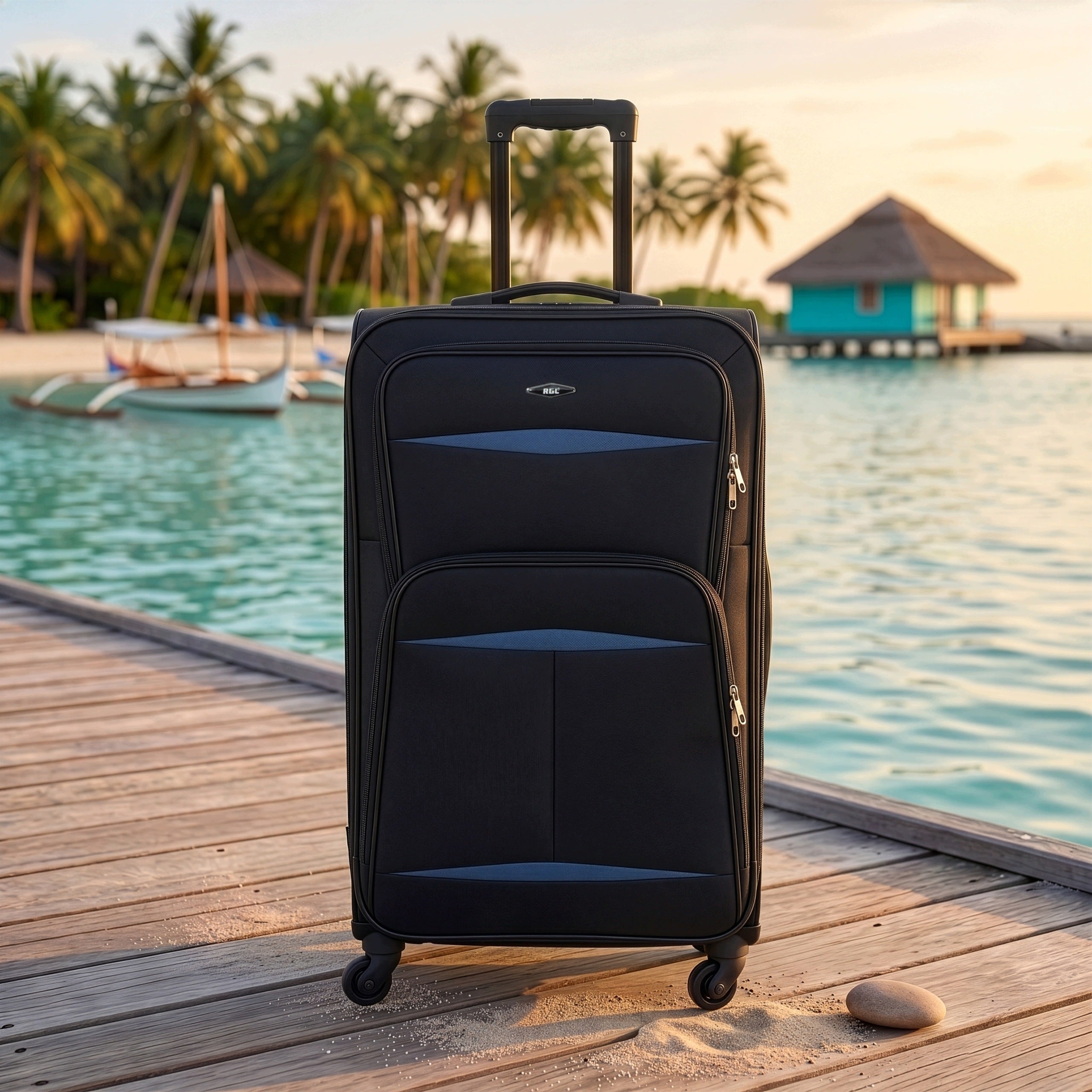 RGL LARGE TRAVEL SUITCASE XXL MATERIAL SOFT ON 4 WHEELS BAG LUGGAGE Manufacturer code 805 XXL