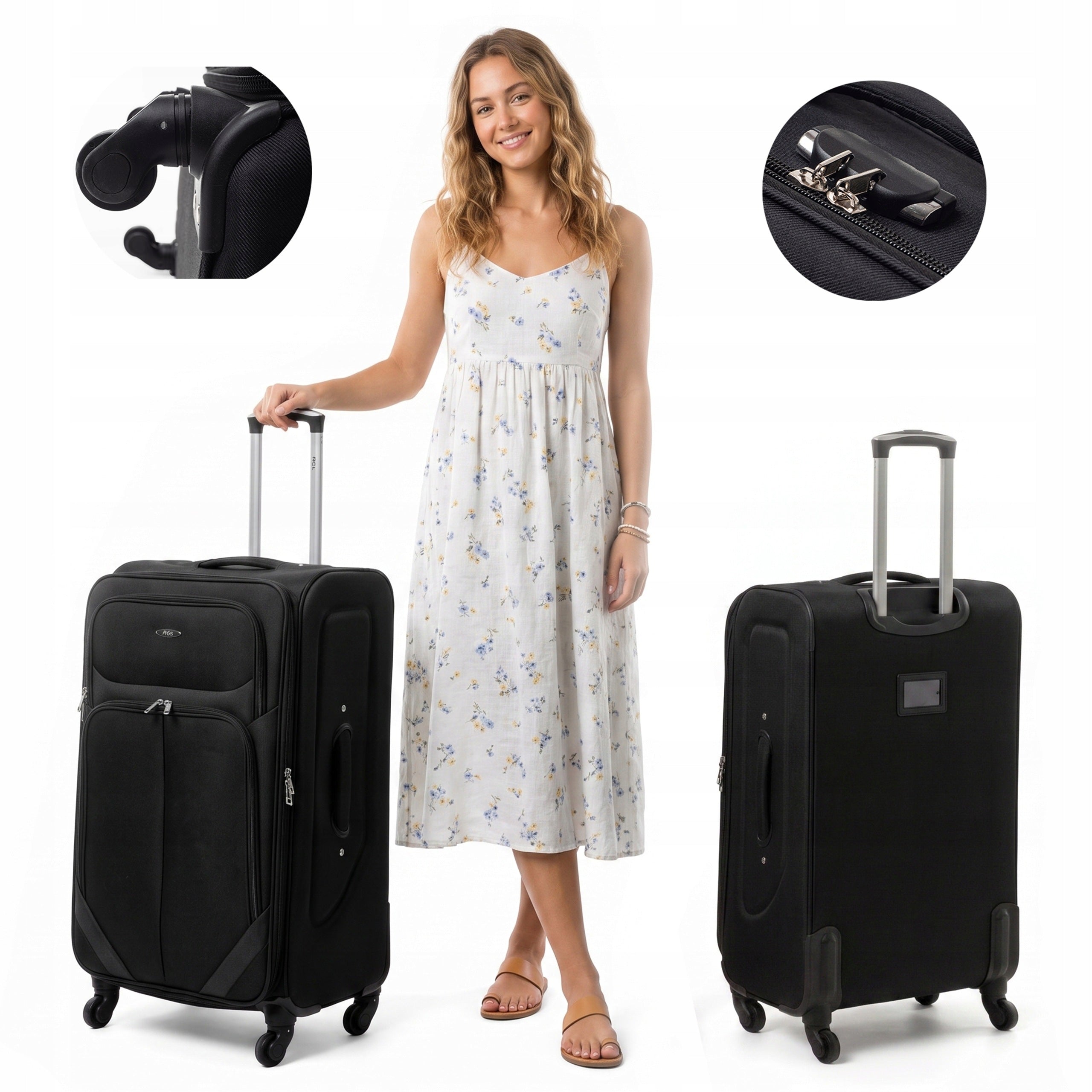 RGL Large XXL material travel suitcase on 4 WHEELS BAG LUGGAGE