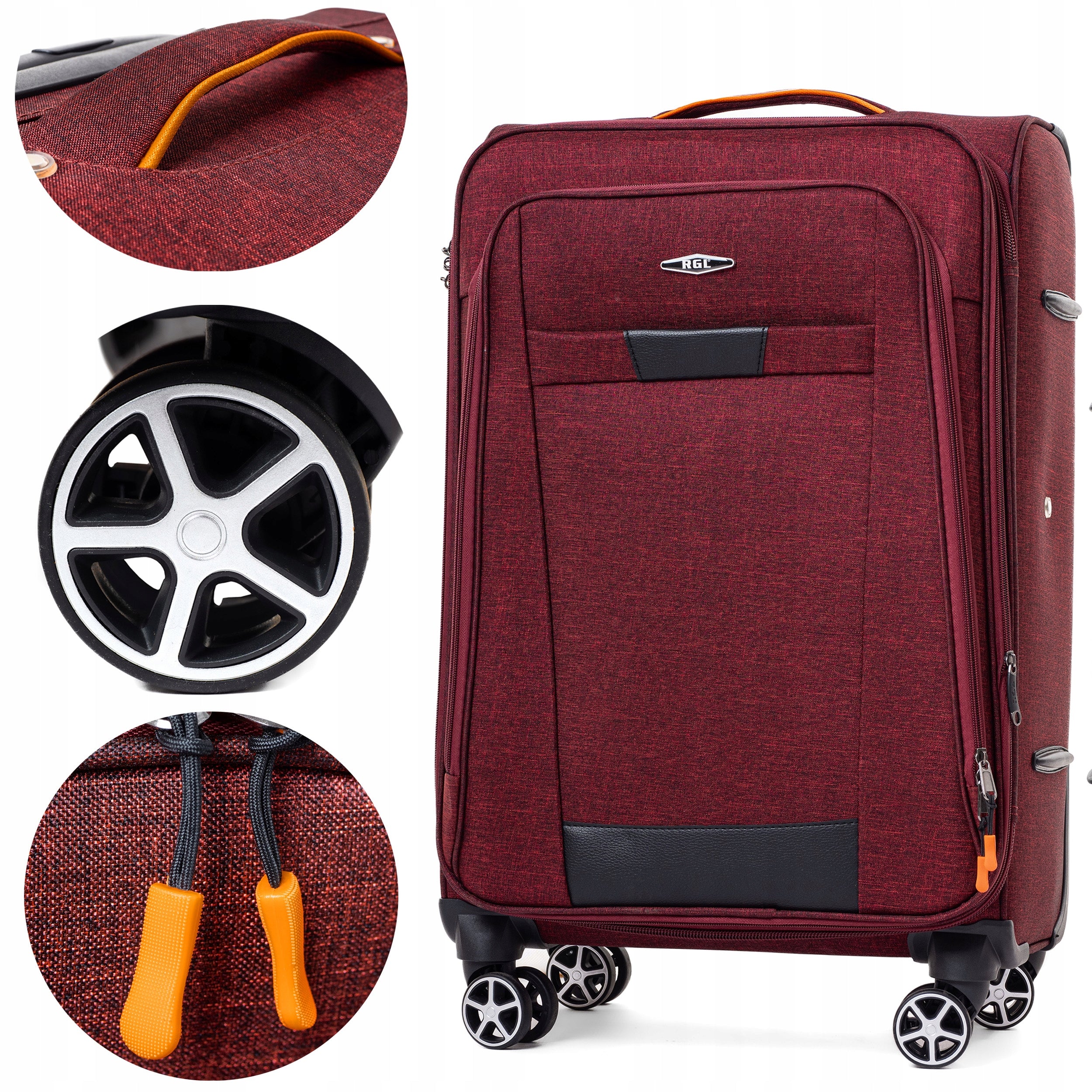 RGL Large travel suitcase roomy material on 4 WHEELS XXL BAG
