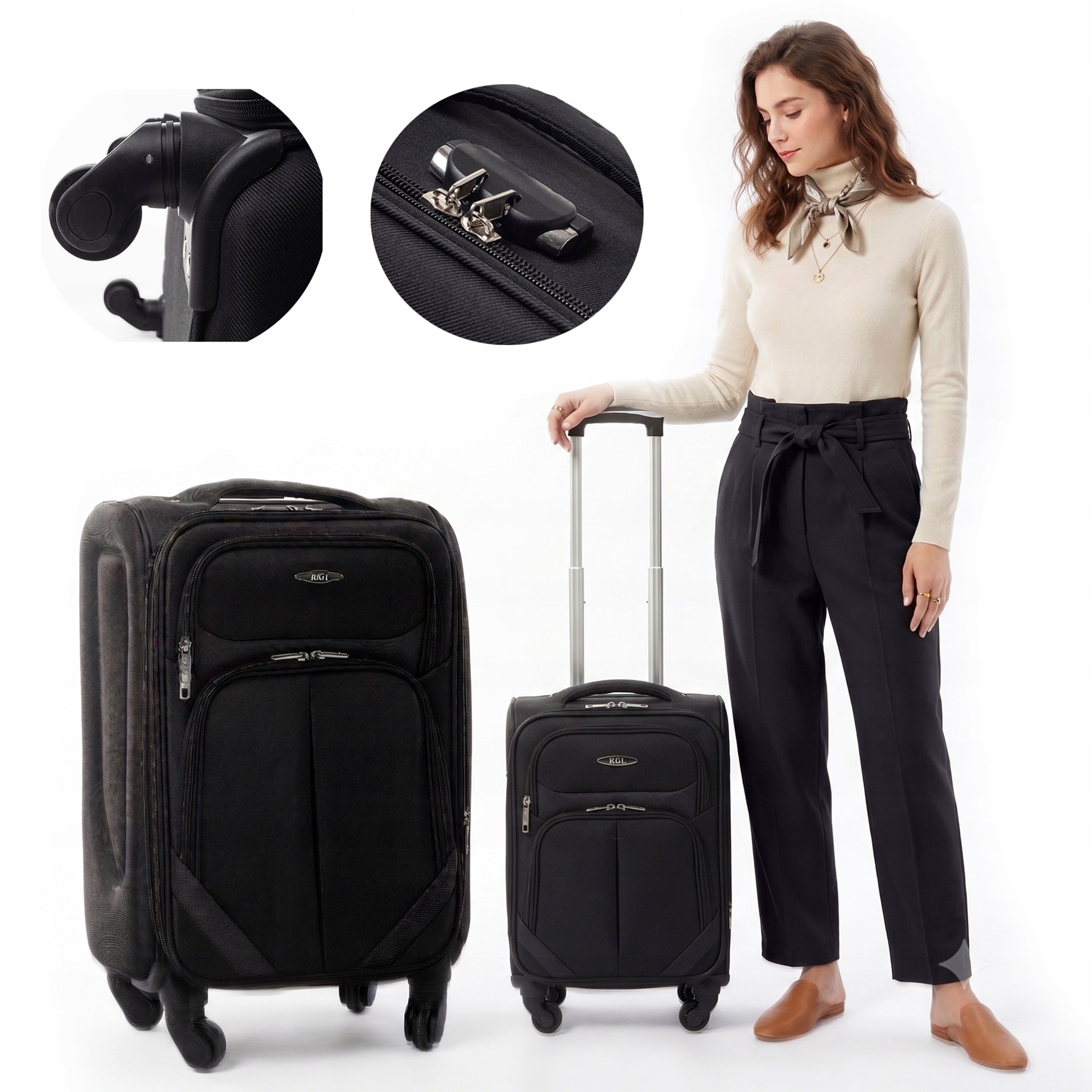 RGL SMALL CABIN SUITCASE ON WHEELS TRAVEL MATERIAL BAG LUGGAGE L