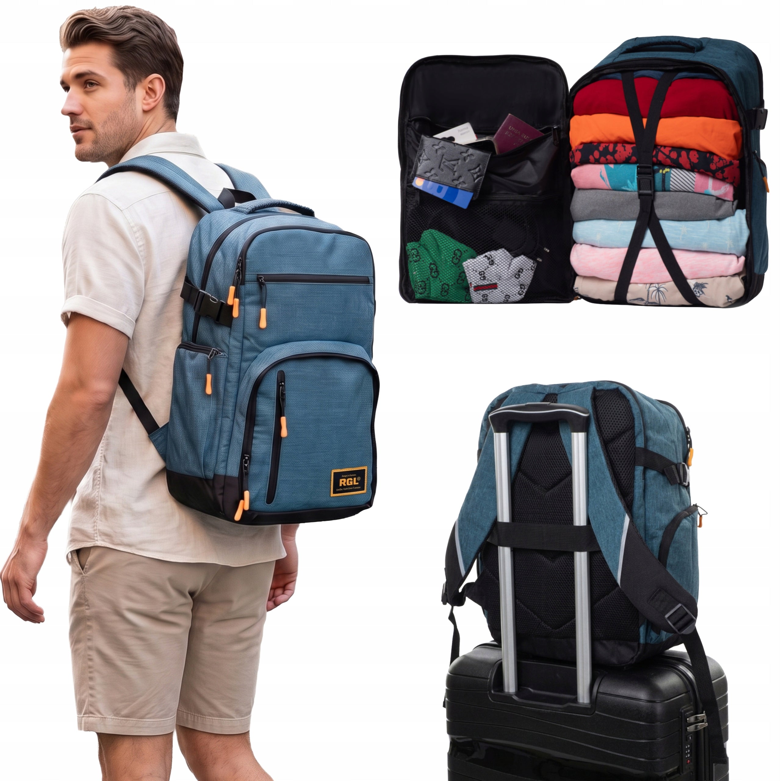 RGL Travel backpack for hand luggage for aircraft 40X30X20 WIZZAIR RYANAIR