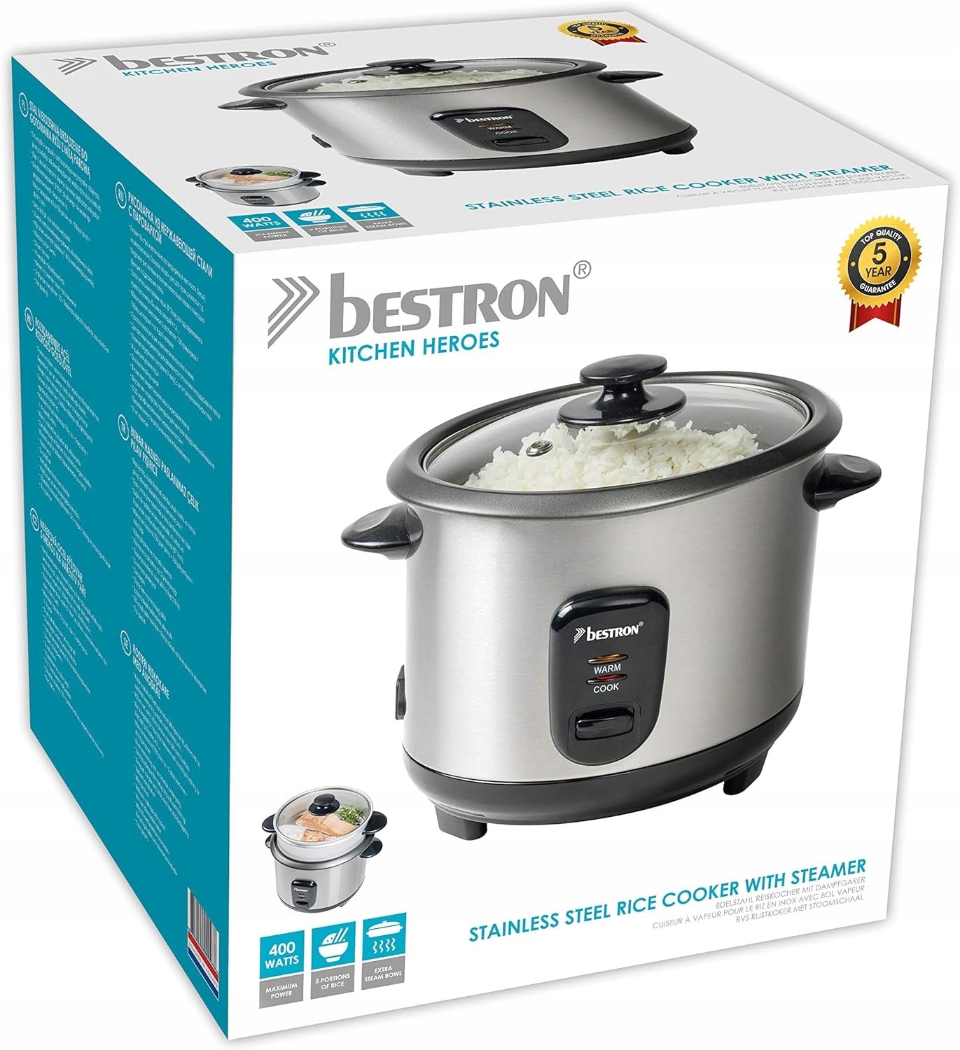 RICE COOKER PRESSURE COOKER STEAMING FUNCTION TO KEEP WARM 1 LITER Brand Bestron