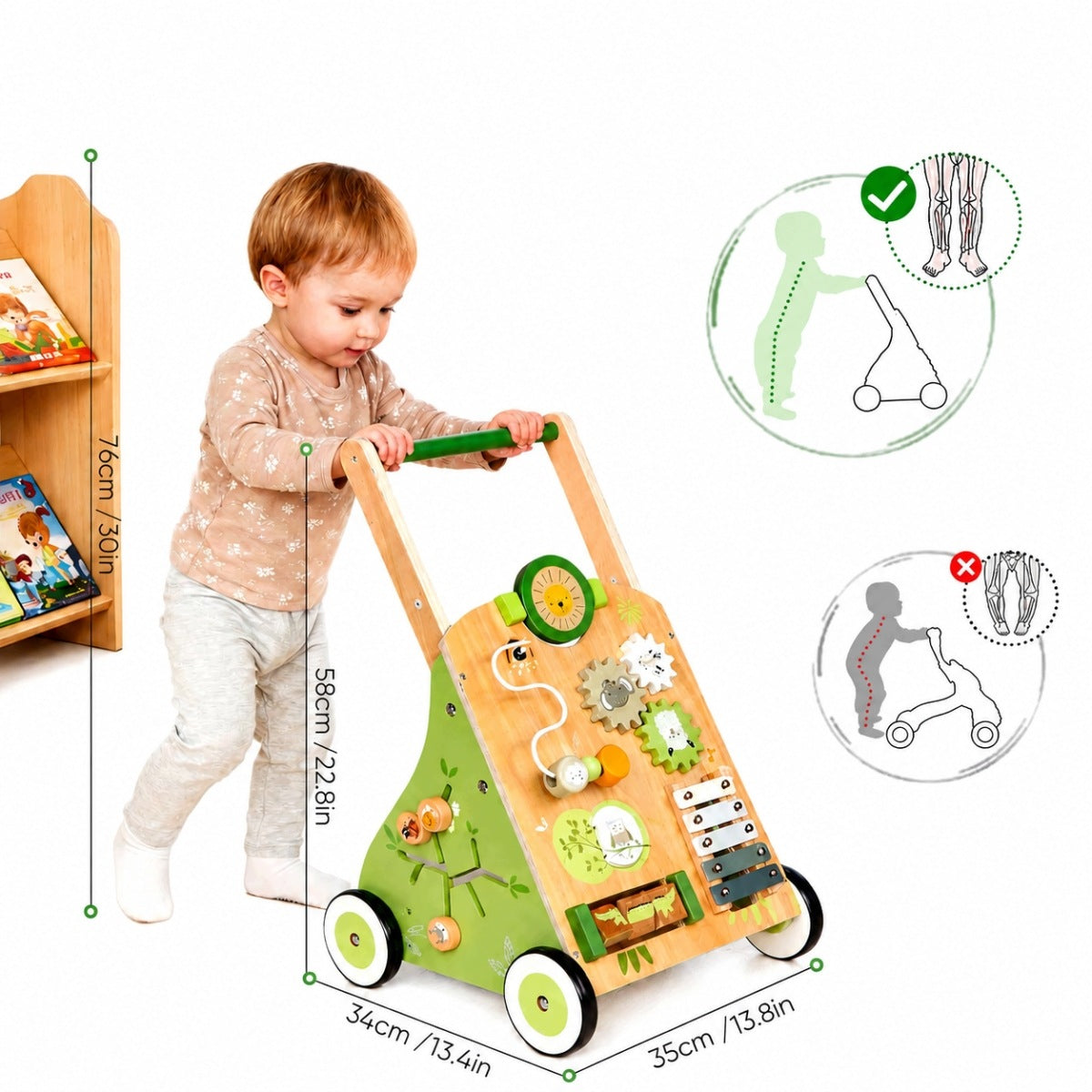 RIDE-ON PUSHER WOODEN BABY WALKER GIFT YEAR BOY GIRL Product weight with unit packaging 3.2 kg