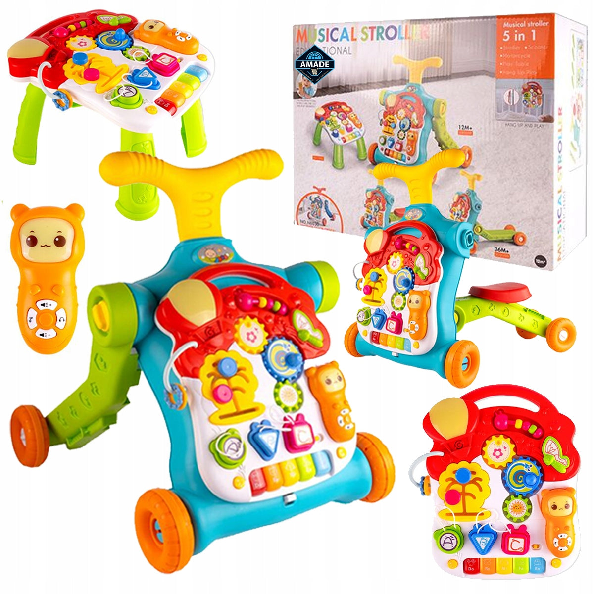 RIDE-ON SCOOTER CAR TABLE WALKER PUSHER INTERACTIVE EDUCATIONAL 5in1