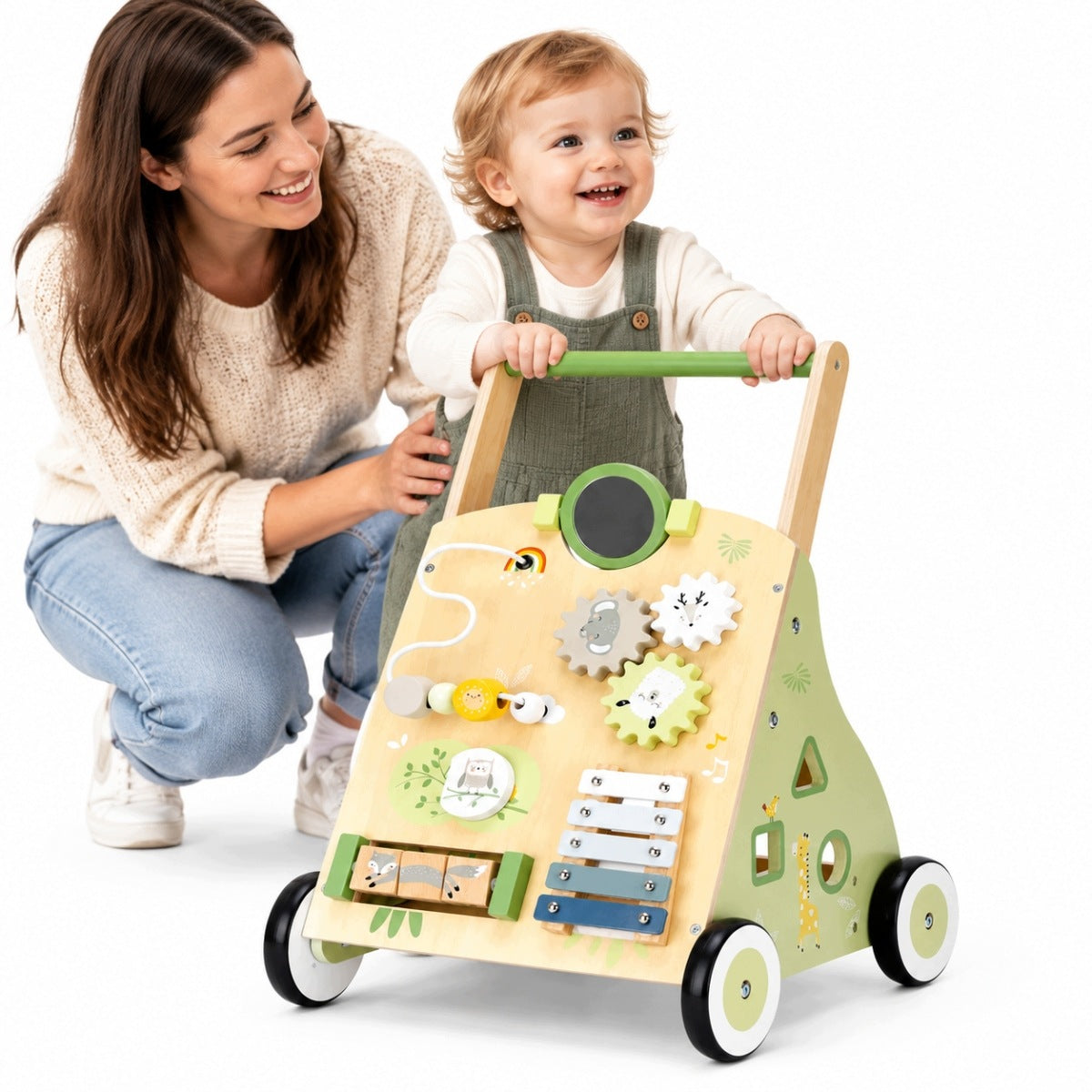 RIDER PUSHER WOODEN WALKER CHILD MANIPULATION BOARD MONTESSORI
