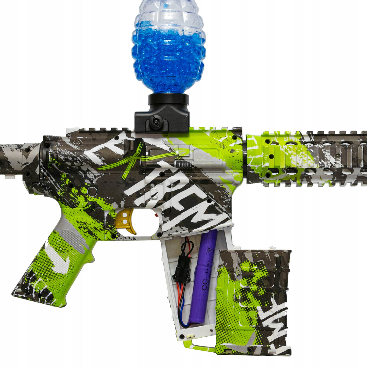 RIFLE AUTOMATIC GUN FOR GEL BALLS GREEN GRAFFITI ELECTRIC Brand Loreho_pl
