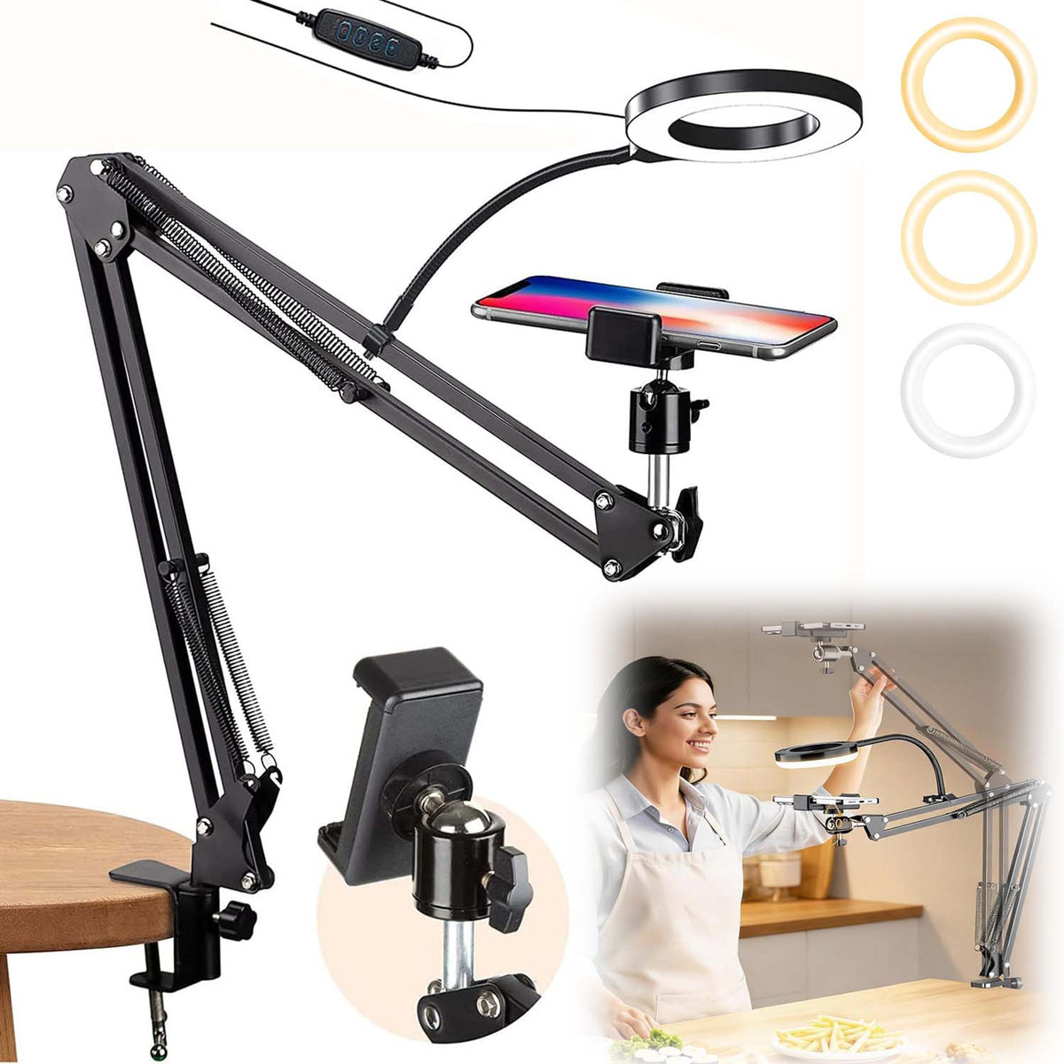RING LAMP LED DESK RING SELFIE PHOTO MAKEUP 360°