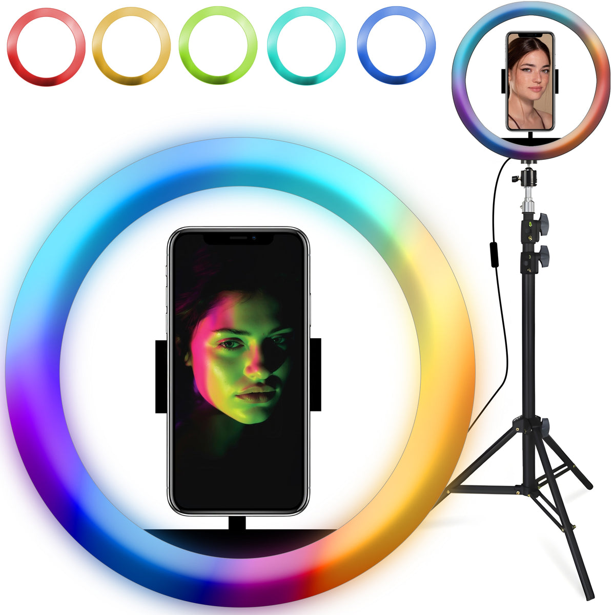 RING LAMP RGB LED SELFIE RING TRIPOD REMOTE CONTROL + PHONE HOLDER 21