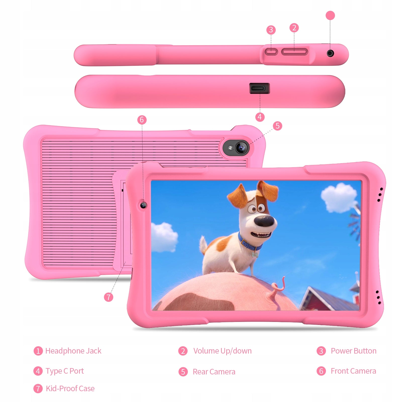 RITOM 10 cali tablet dla dzieci z Androidem, 32 GB 6000 mAh WiFi 6, Różowy Brand Pritom