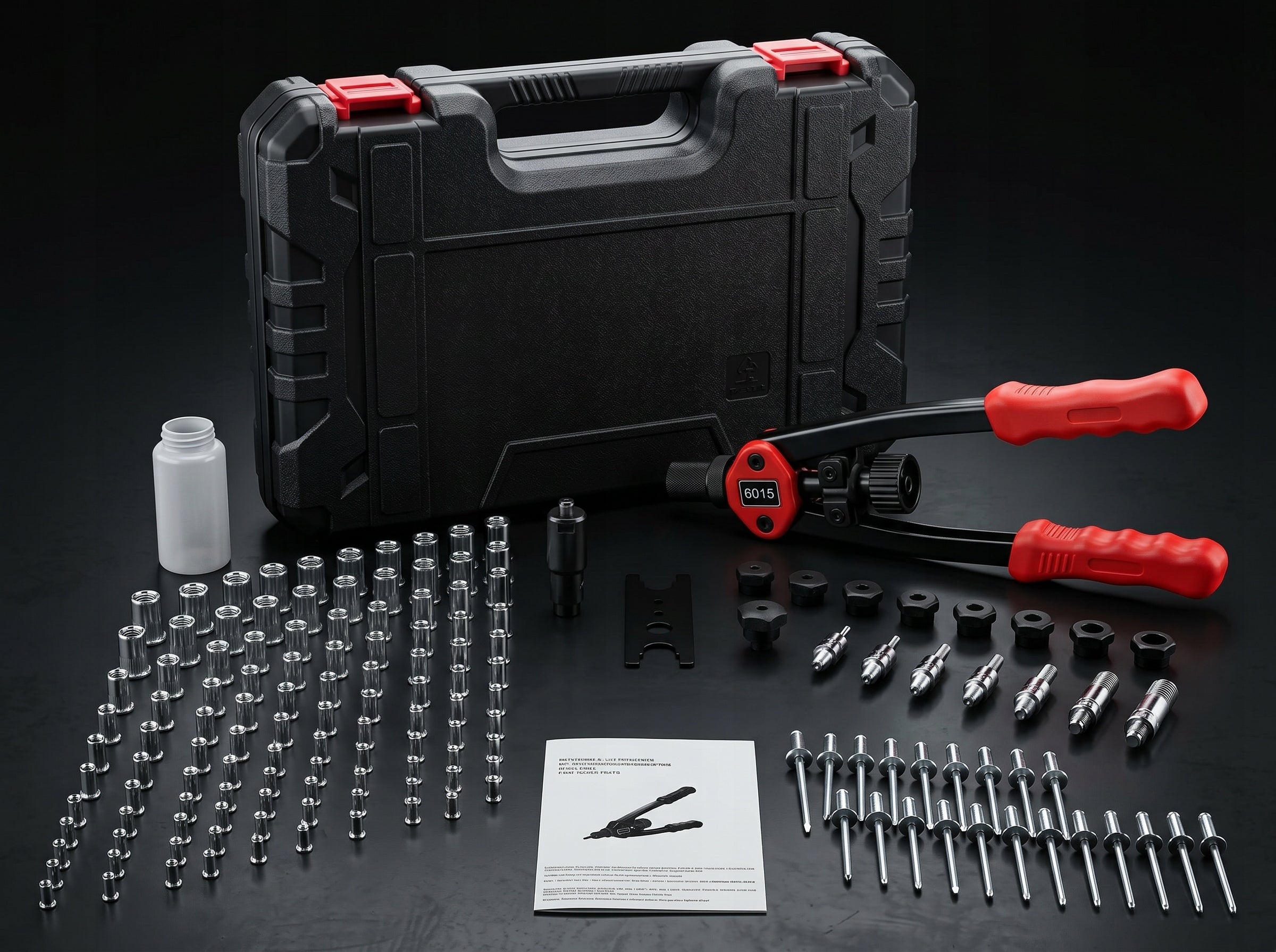 RIVETER FOR RIVET NUTS AND RIVETS MANUAL 2in1 SET SUITCASE M3-M12 160 PCS. Packaging status original