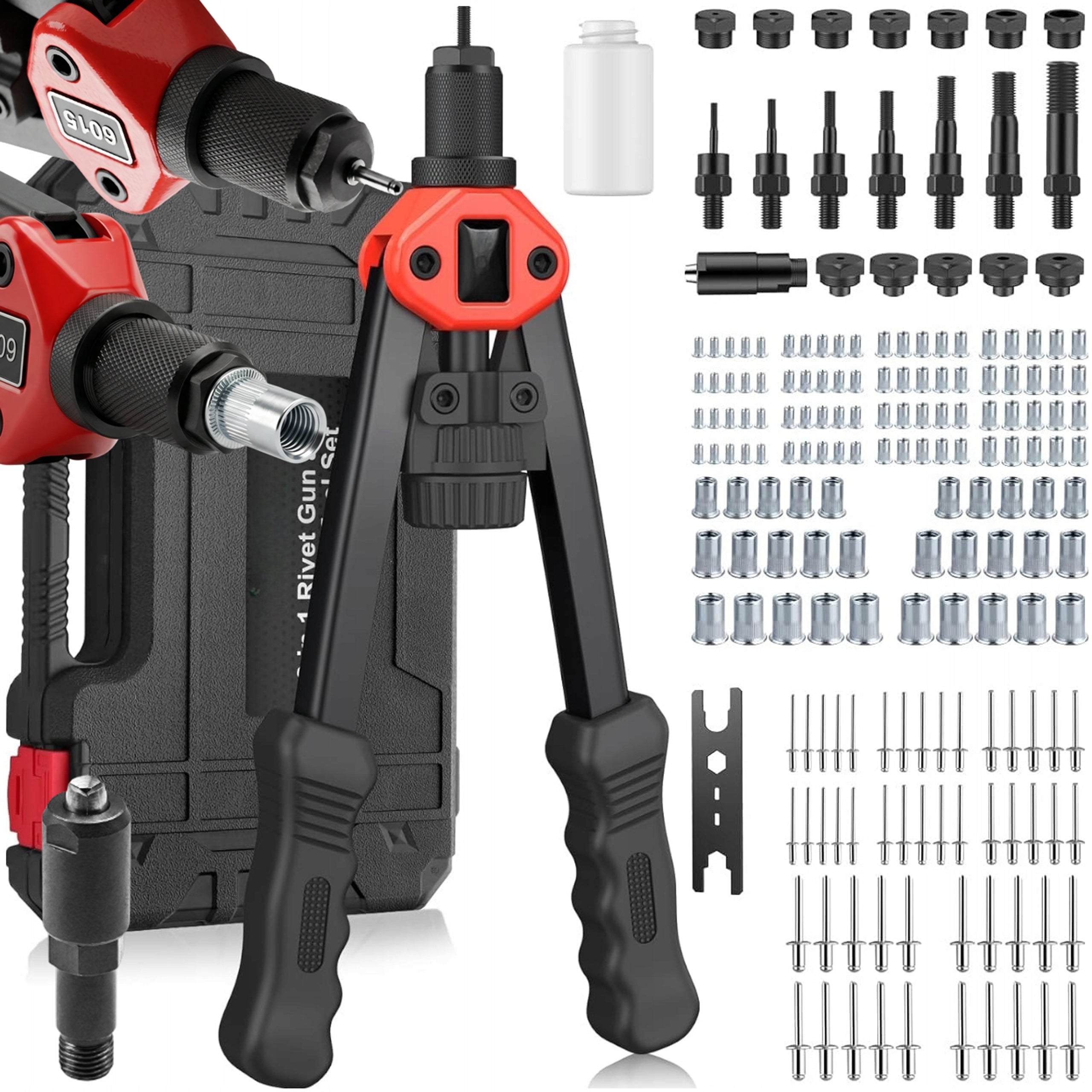 RIVETER FOR RIVET NUTS AND RIVETS MANUAL 2in1 SET SUITCASE M3-M12 160 PCS.