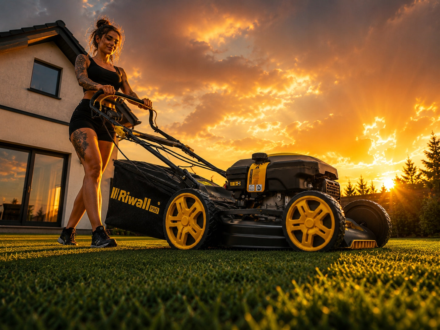 RIWALL 54CM 9in1 DIESEL MOWER WITH 5190 STRONG MOWER Packaging status original
