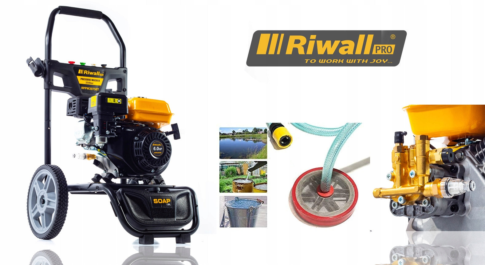 RIWALL RPPW 207 250 SET DIESEL PRESSURE WASHER BRASS PUMP MEGA POWER Packaging status original