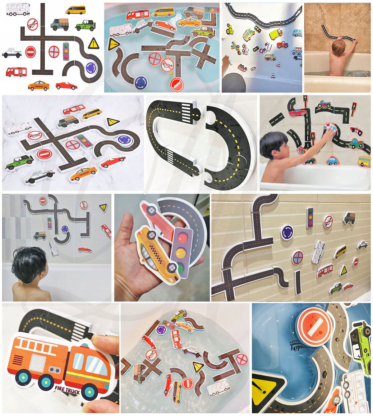 ROAD+BATH FOAM CARS 6841 water bath toy cars puzzle Brand no brand