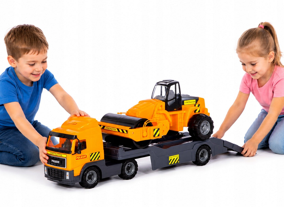 ROAD ROLLER 89 cm ON TOW TRUCK