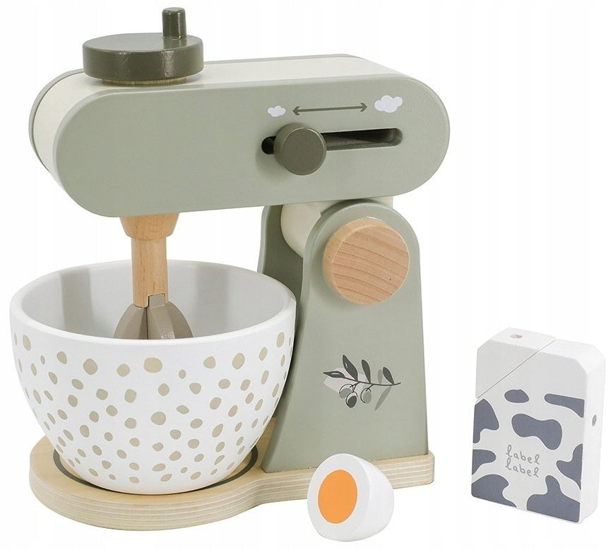 ROBOT FOOD MIXER WOODEN TOY FOR CHILDREN + ACCESSORIES LABEL LABEL