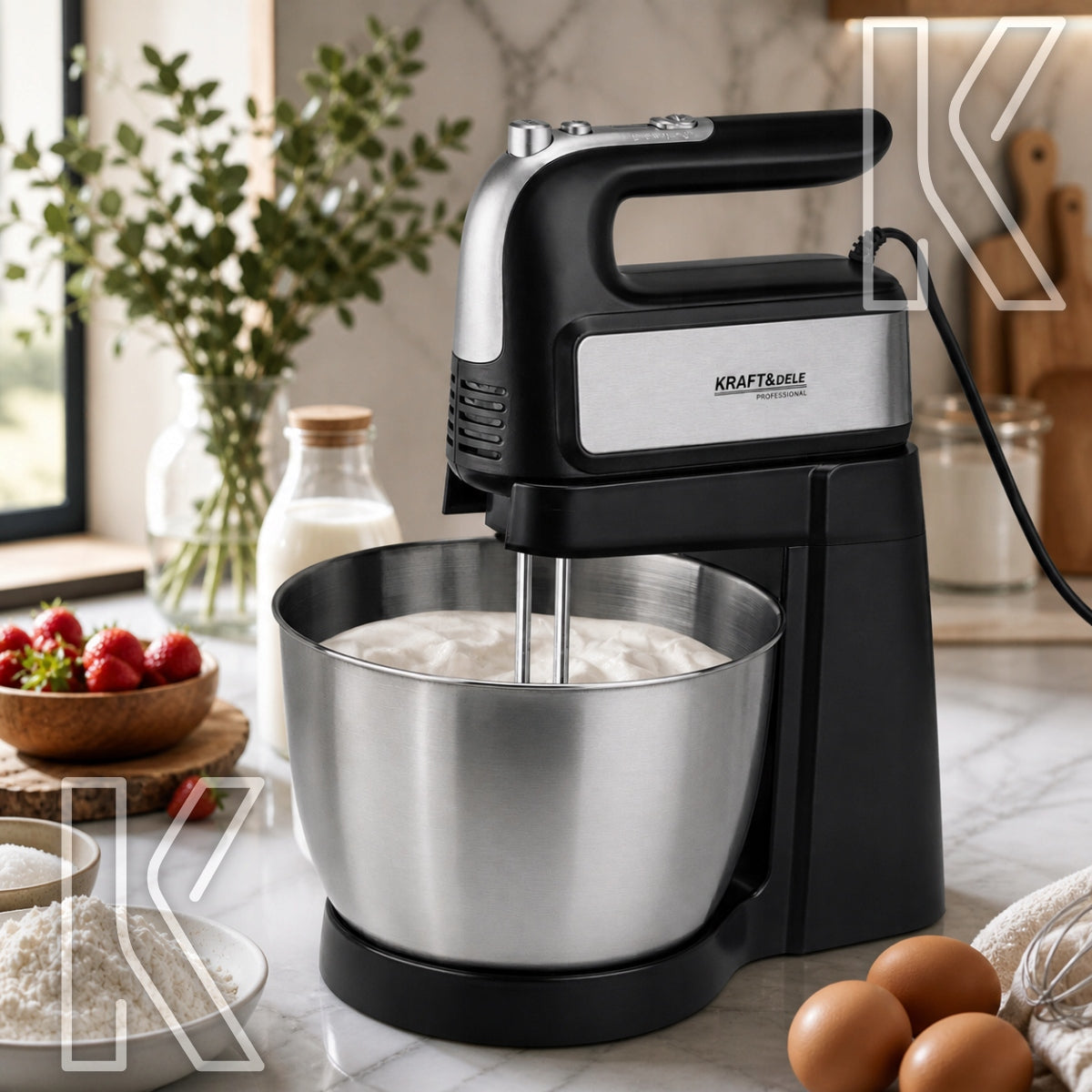 ROBOT PLANETARY KITCHEN MIXER FOR CAKES AND CREAMS WITH BOWL POWERFUL 4.5L 1000W Operating modes turbo