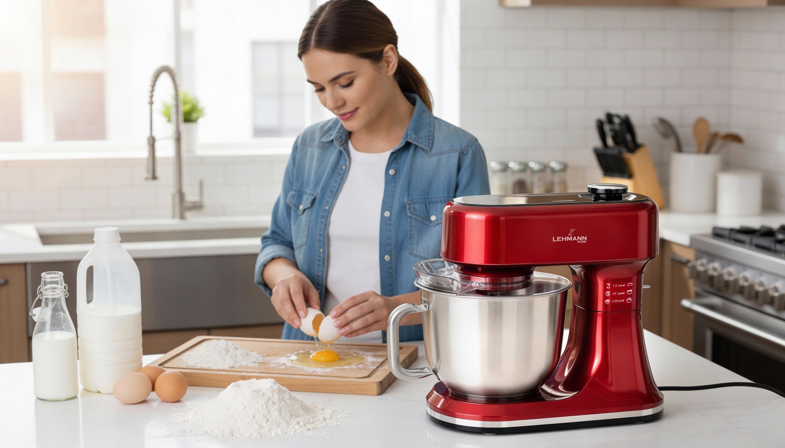 ROBOT PLANETARY KITCHEN MIXER WITH SCALE HEATED BOWL UP TO 45C LED PANEL Model ARISTO CZERWONY