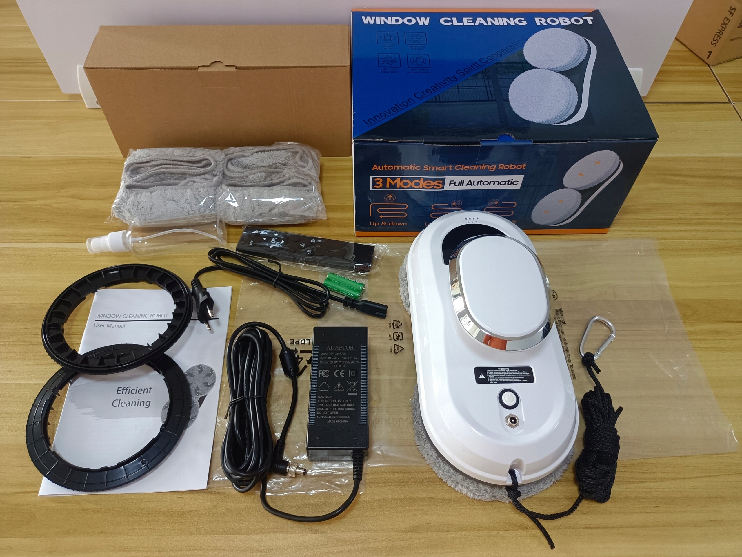 ROBOT WINDOW CLEANER MIRRORS AUTOMATIC WASHER + 10 MOPS SET XXL Dominant color white
