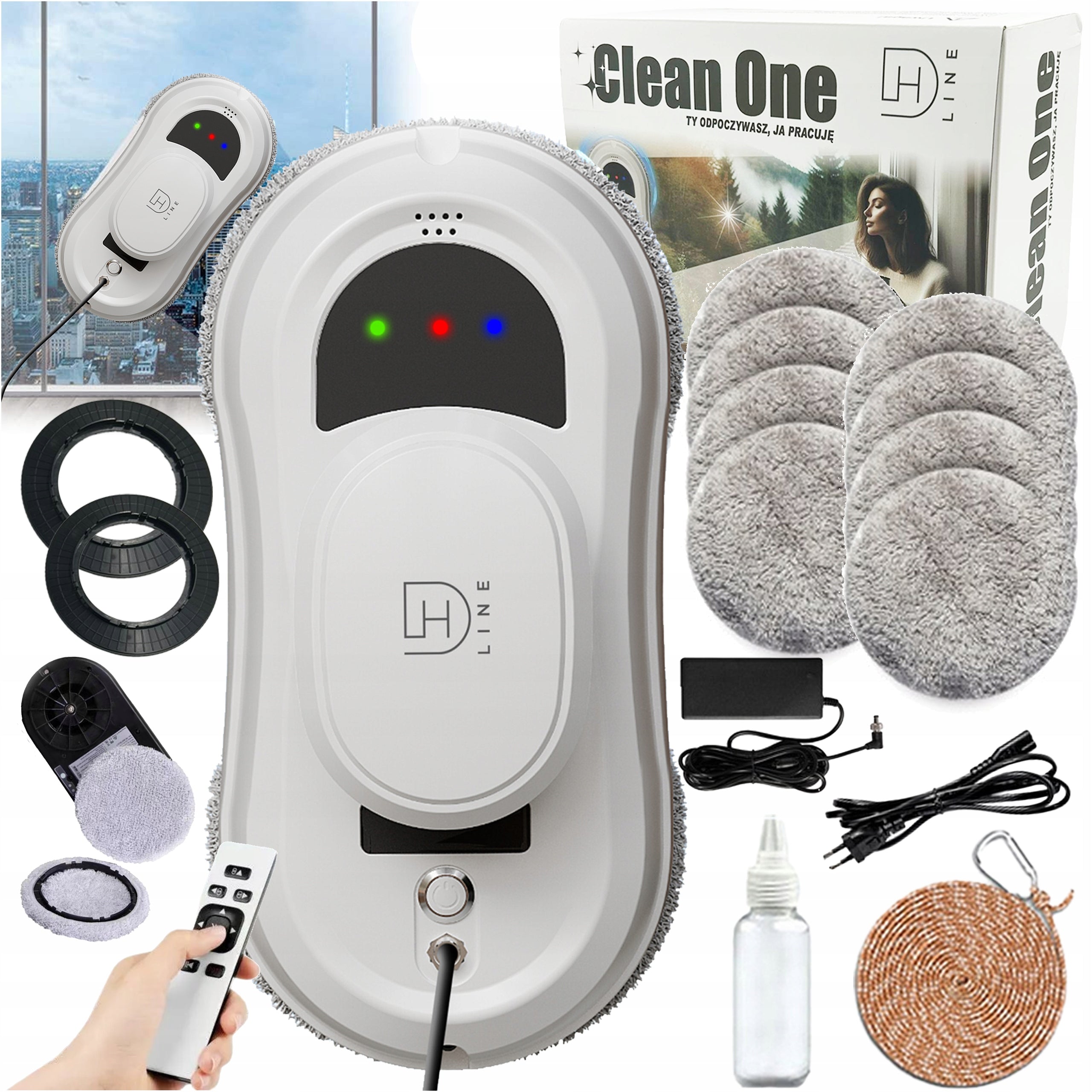 ROBOT WINDOW CLEANER MIRRORS AUTOMATIC WASHER + 10 MOPS SET XXL