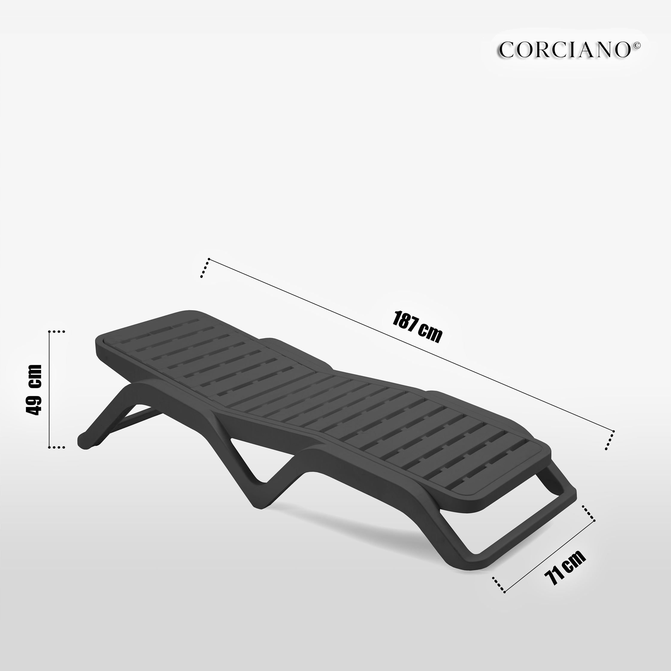 ROCCO ADJUSTABLE POOL GARDEN LOUNGER Anthracite Width (shorter side) 71 cm