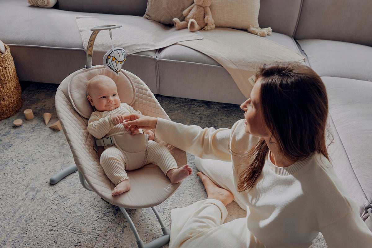 ROCKER LOUNGER ELECTRIC CRADLE FOR BABIES + REMOTE CONTROL LIONELO RIO Manufacturer code wahadłowe bujanie, 3 prędkości, 8 melodii Rio
