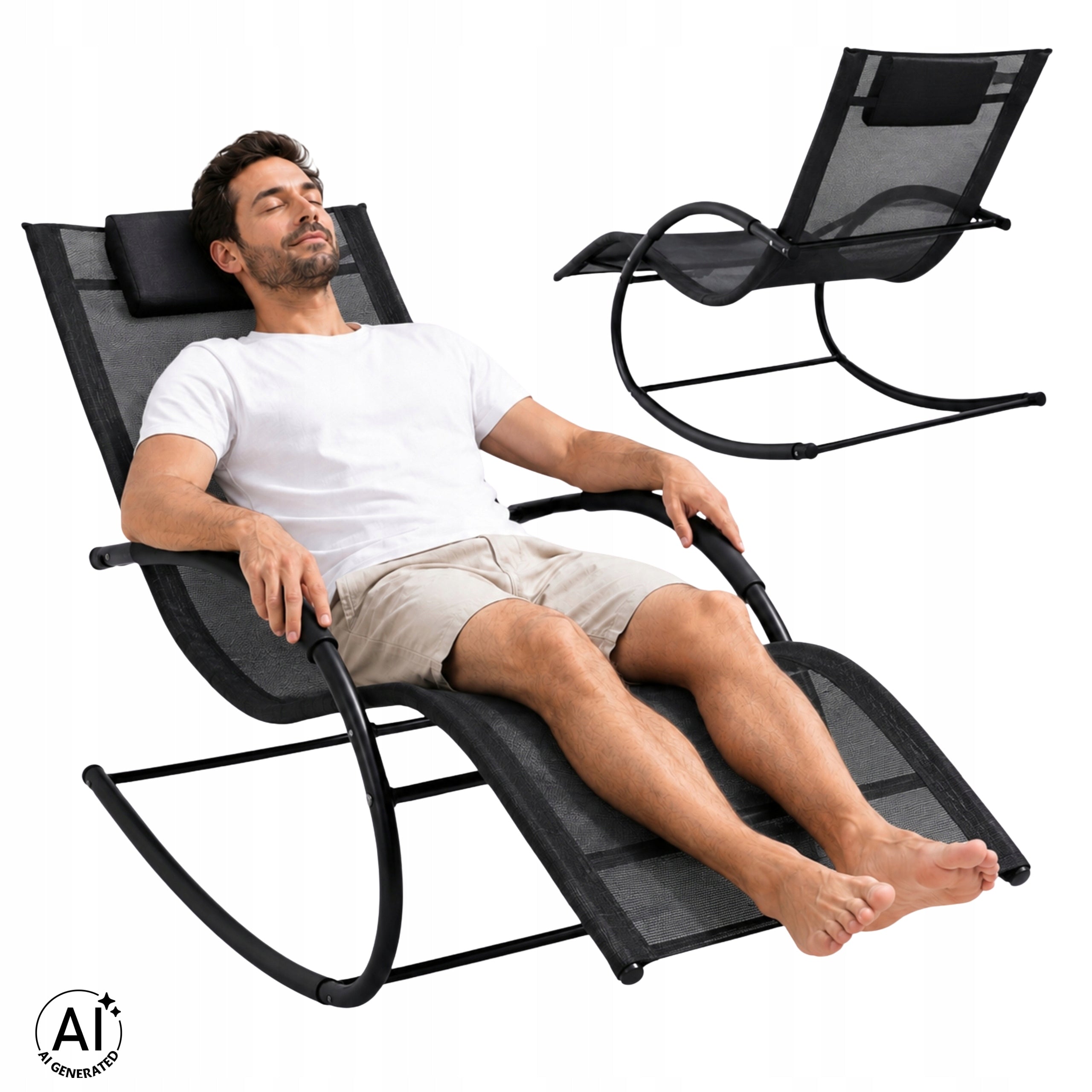 ROCKING CHAIR GARDEN BEACH CHAIR WITH CUSHION FOR GARDEN ON TERRACE LUARO