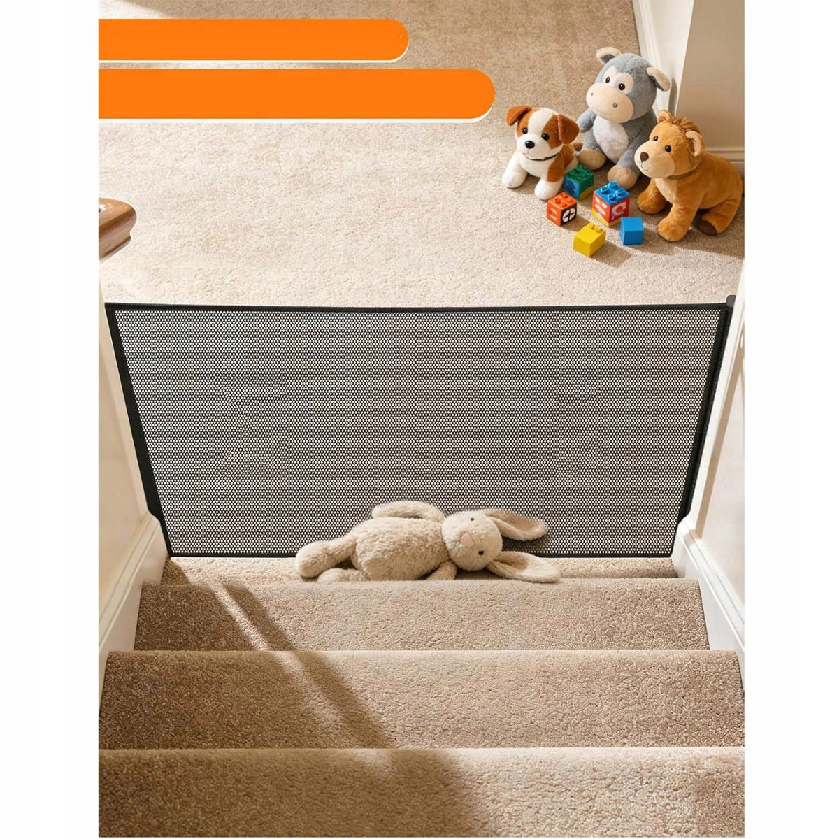 ROLLER SHUTTER BARRIER FOR STAIRS 130 CM BLACK ROLL-UP CHILD SAFETY Product weight with unit packaging 0.55 kg