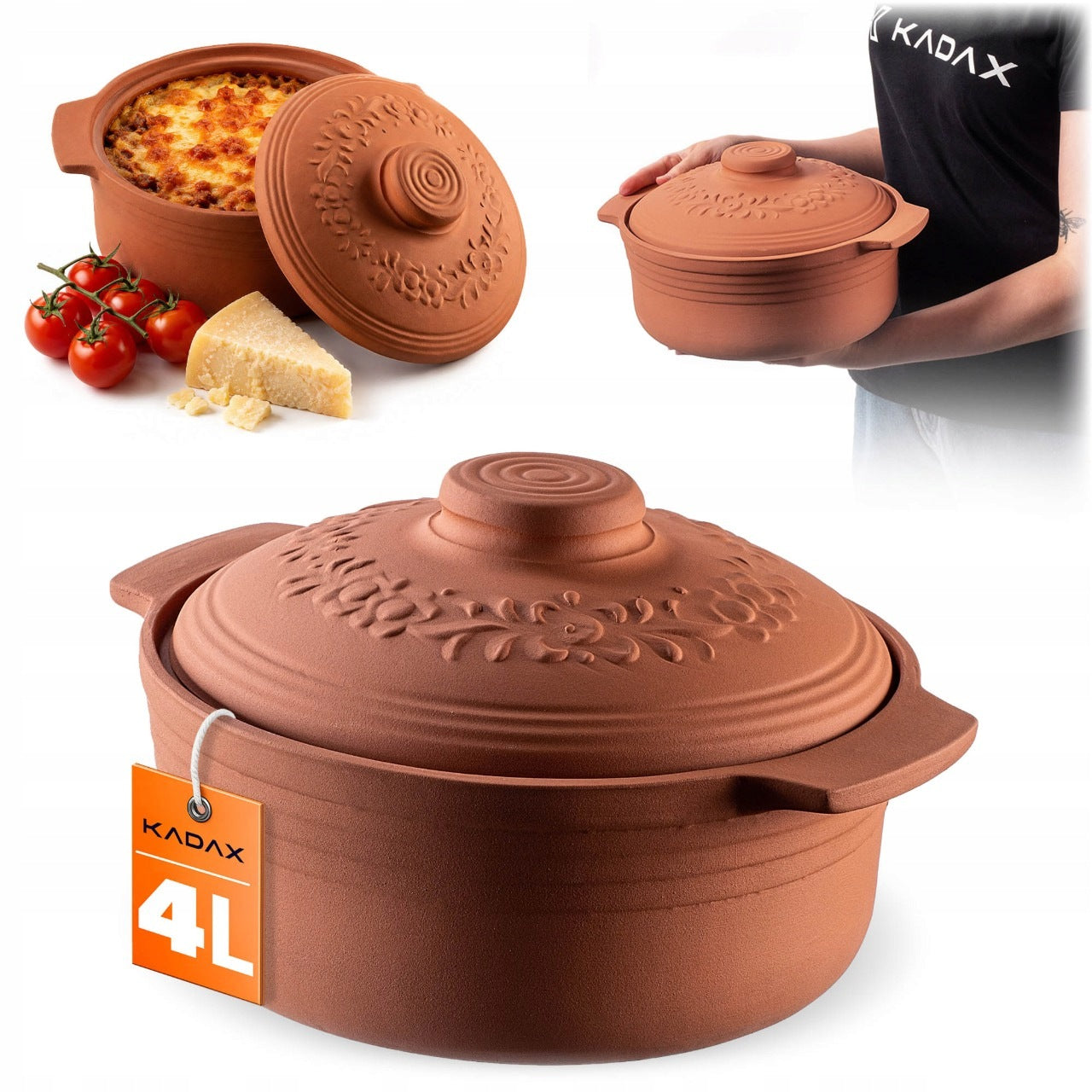 ROMAN CLAY POT 4 L CLAY VESSEL MOLD WITH LID ROUND LARGE Packaging status original