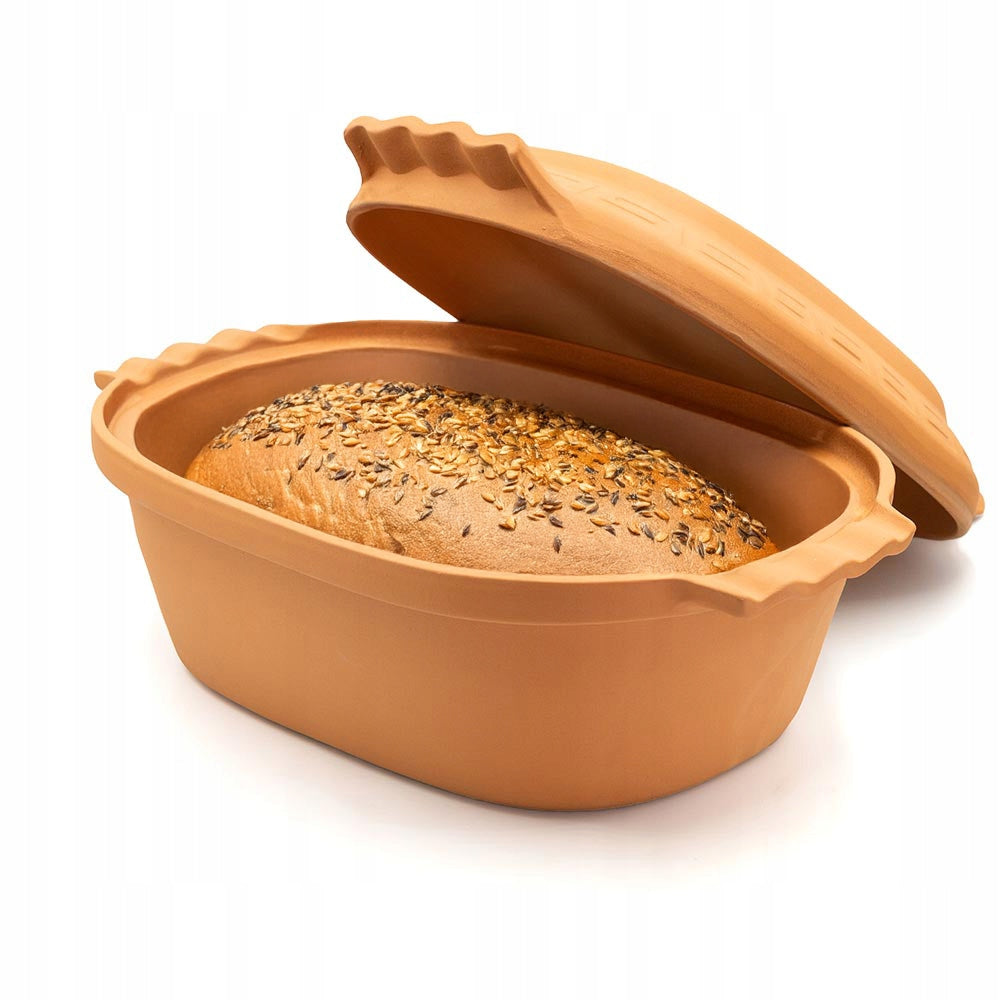 ROMAN CLAY POT WITH LID OVAL 6L FOR OVEN ROAST MEATS