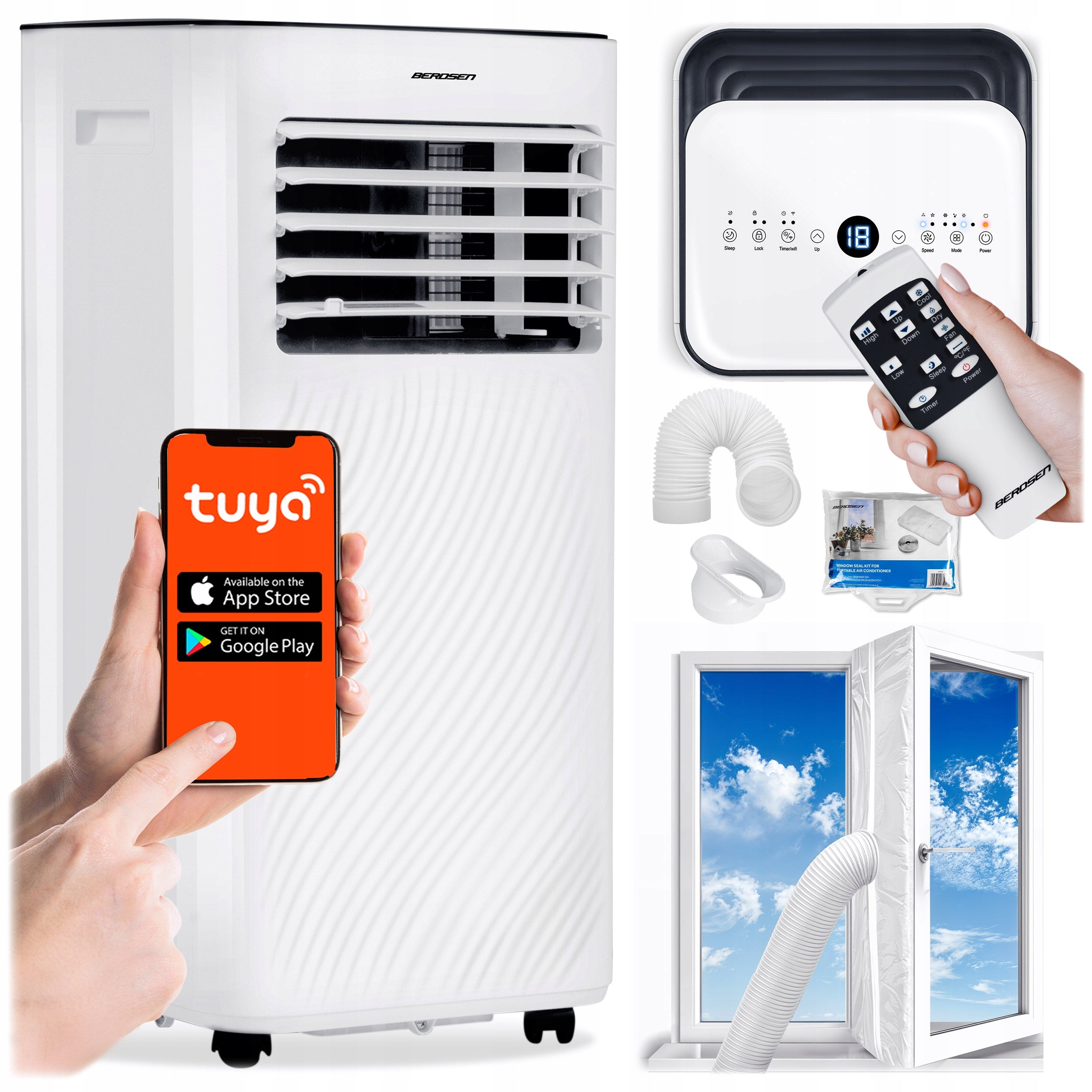 ROOM AIR CONDITIONER 2,6kW 30m2 DEHUMIDIFIER 24l/24h WiFi BERDSEN 9000 BTU