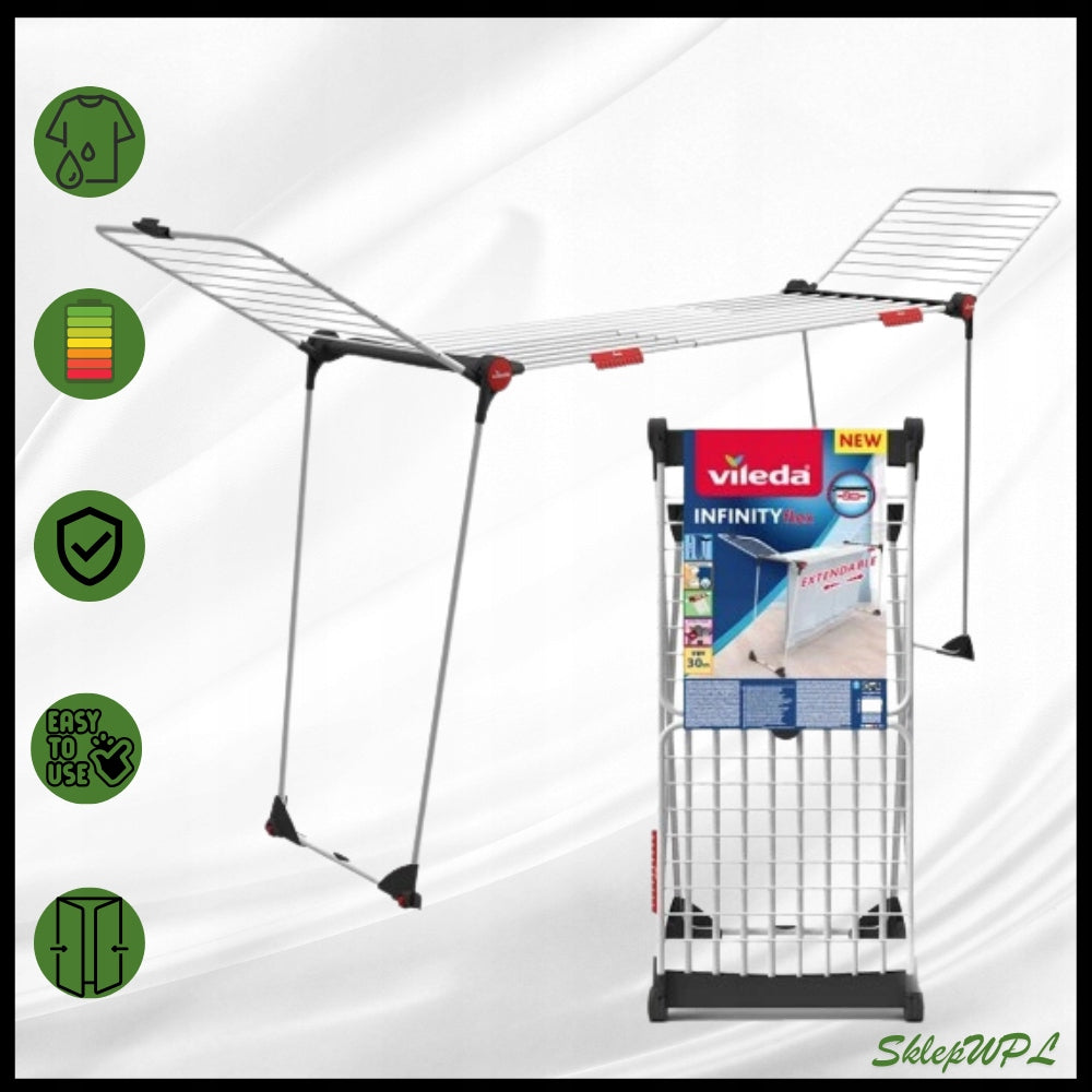 ROOMY CLOTHES DRYER LAUNDRY VILEDA INFINITY FLEX EXTENDABLE STABLE Brand Vileda