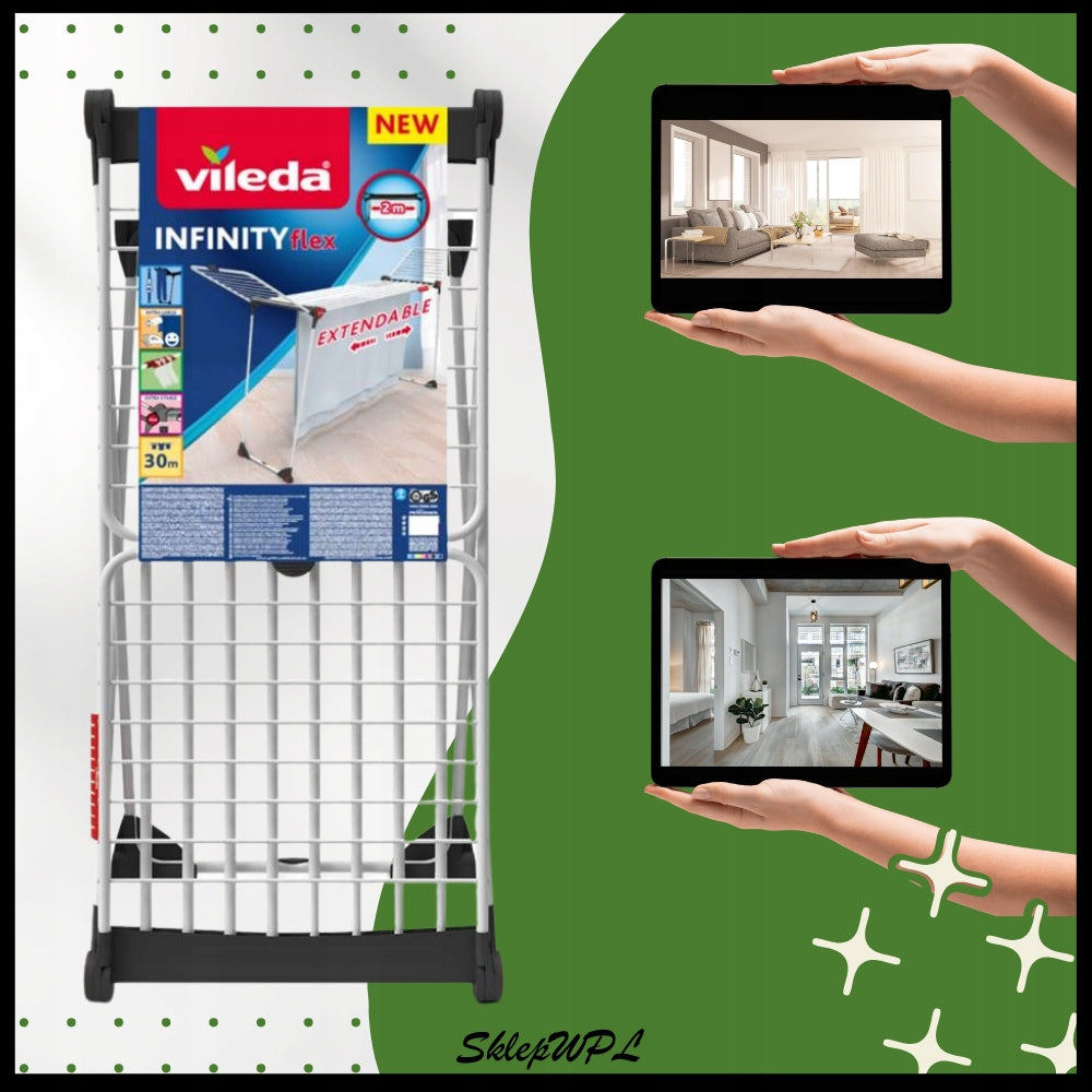 ROOMY CLOTHES DRYER LAUNDRY VILEDA INFINITY FLEX EXTENDABLE STABLE Kind Portable