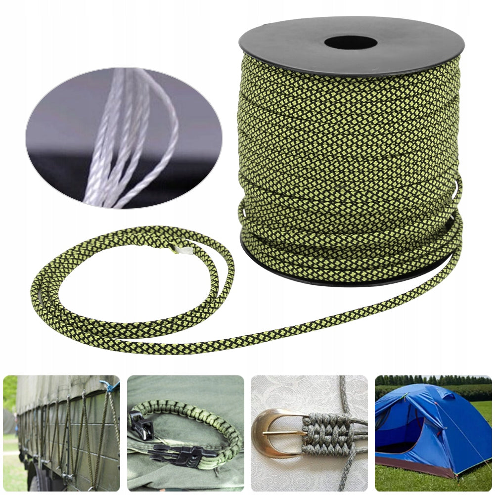 ROPE 4MM TENT TARPAULINSURVIVAL CORD PARACORD 50METERS VERY STRONG