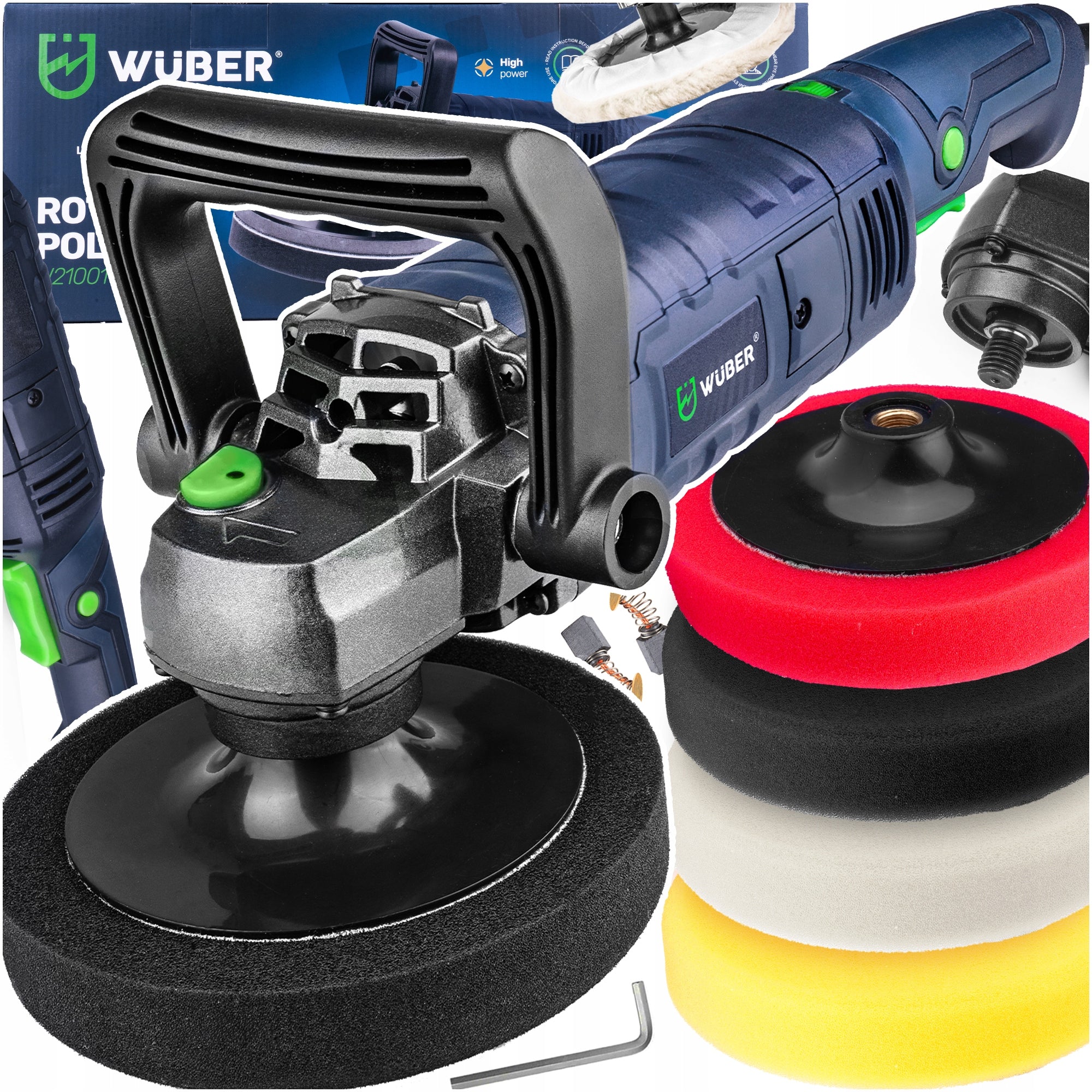 ROTARY CAR POLISHER 2300W SPEED CONTROL + SPONGE SET +FELT
