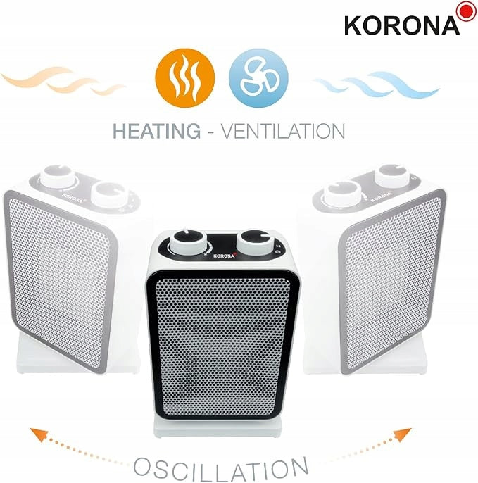 ROTARY CERAMIC FAN KORONA 60001 WHITE/BLACK 1500 W Packaging status original