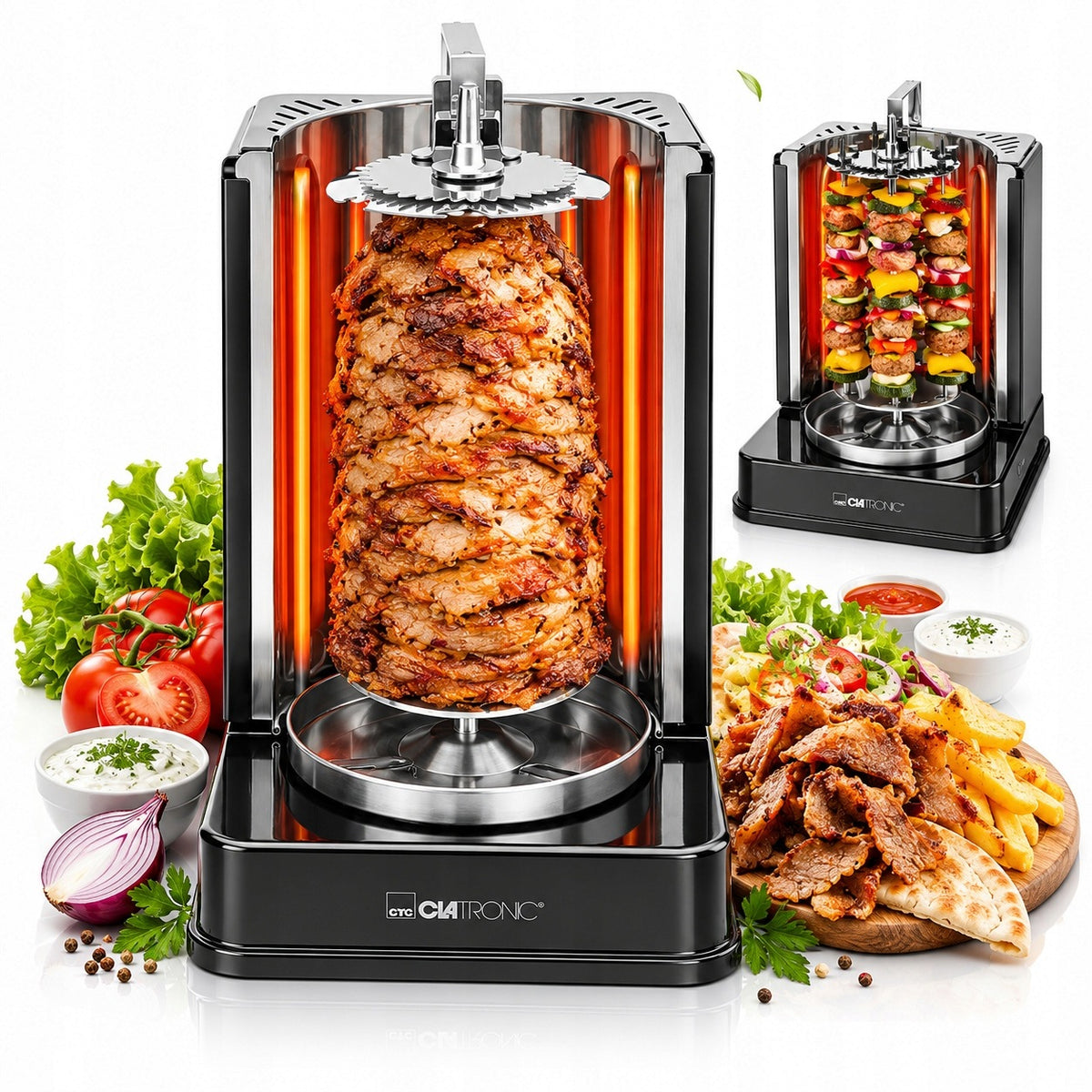 ROTARY GRILL FOR CHICKEN KEBAB VERTICAL TOASTER MULTIGRILL SKEWERS