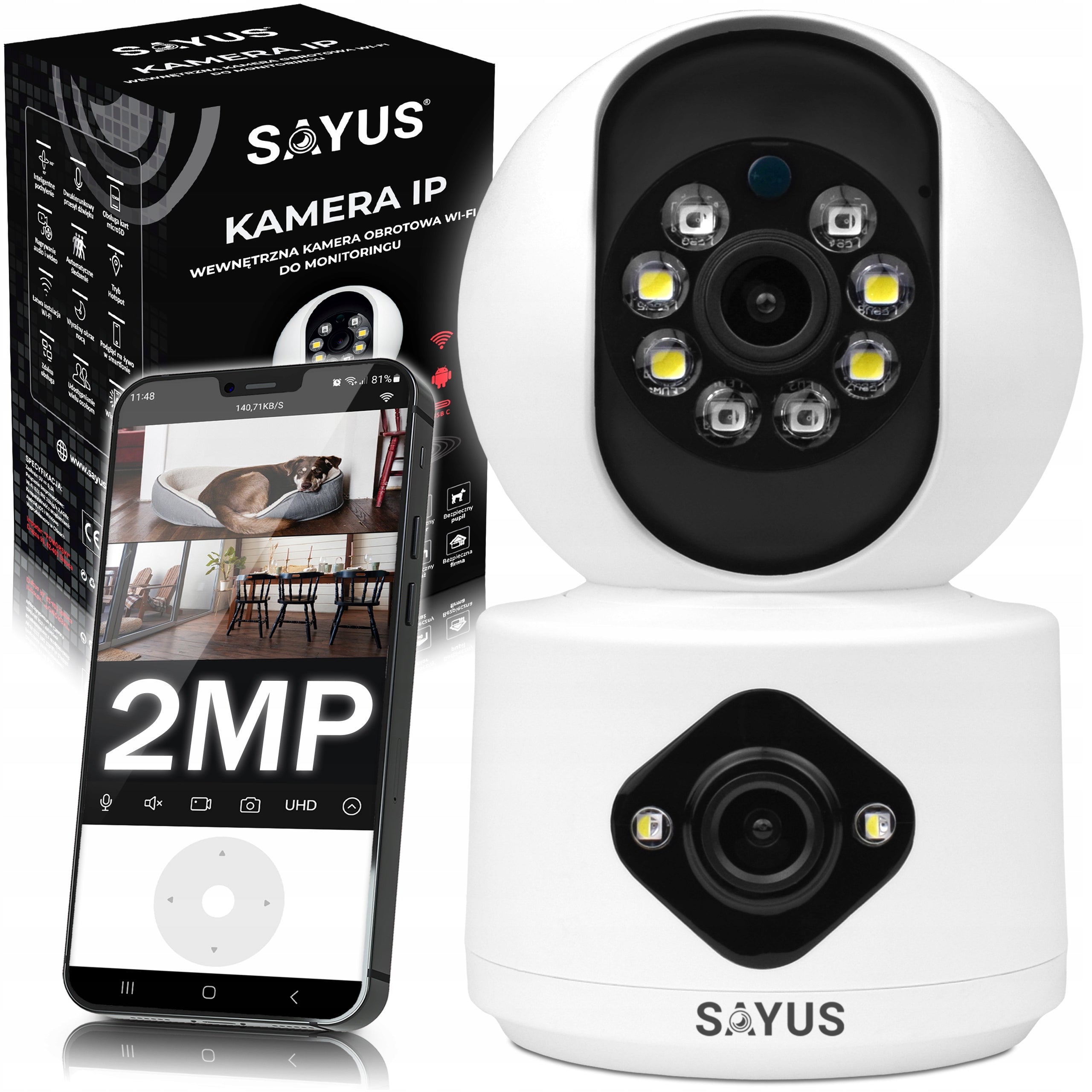 ROTATING IP WIFI CAMERA INDOOR BABY MONITOR ELECTRONIC TWO LENSES