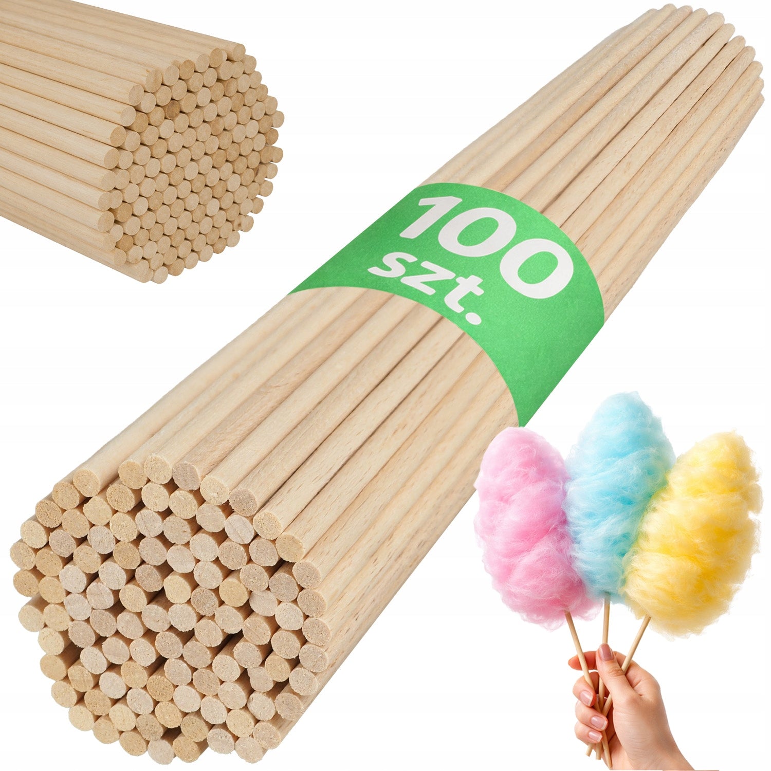 ROUGH sticks for cotton candy BEECH sticks ROUND 30 cm 100 pcs